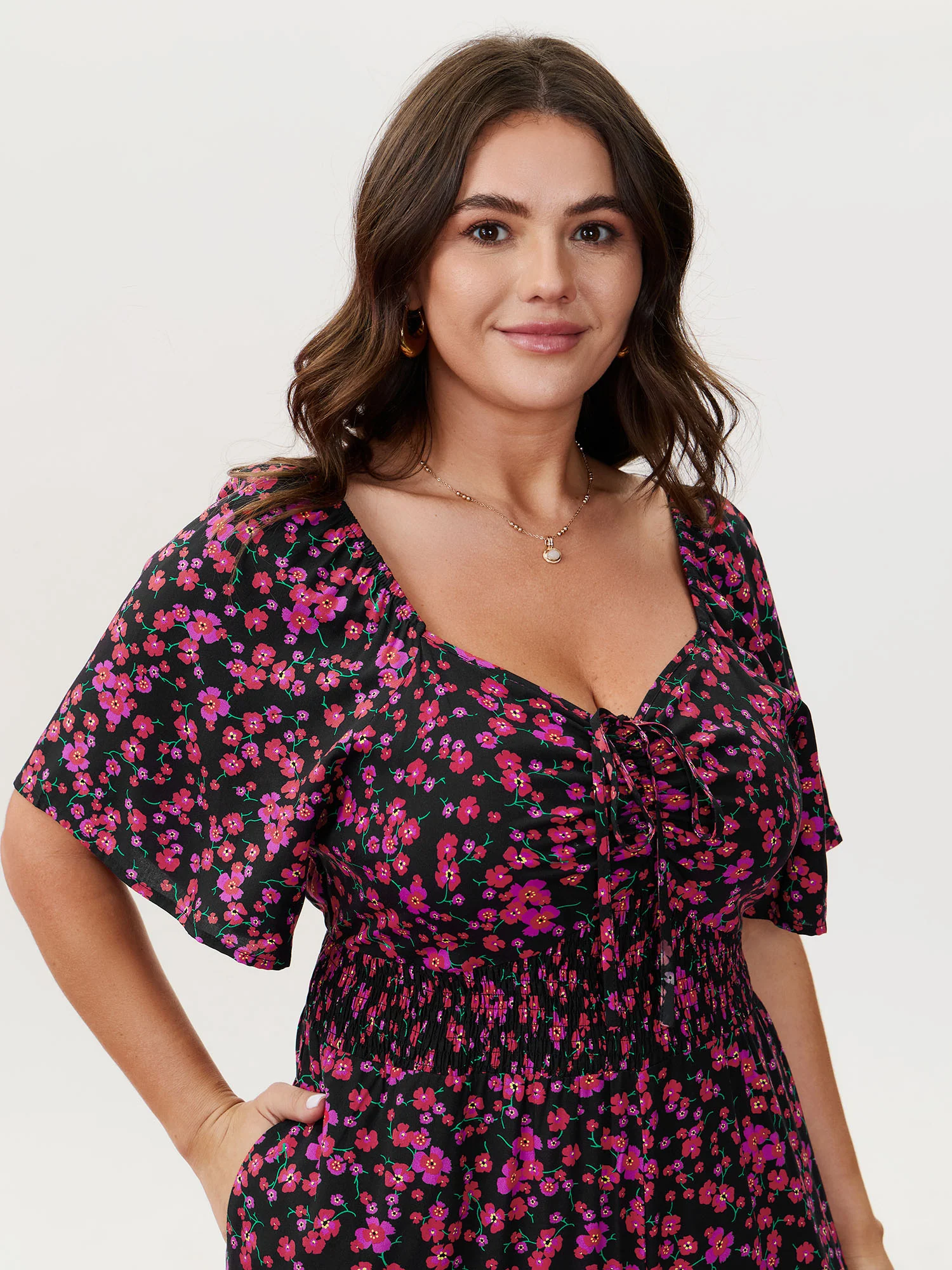Floral Romance Shirred Waist Jumpsuit - Image 3