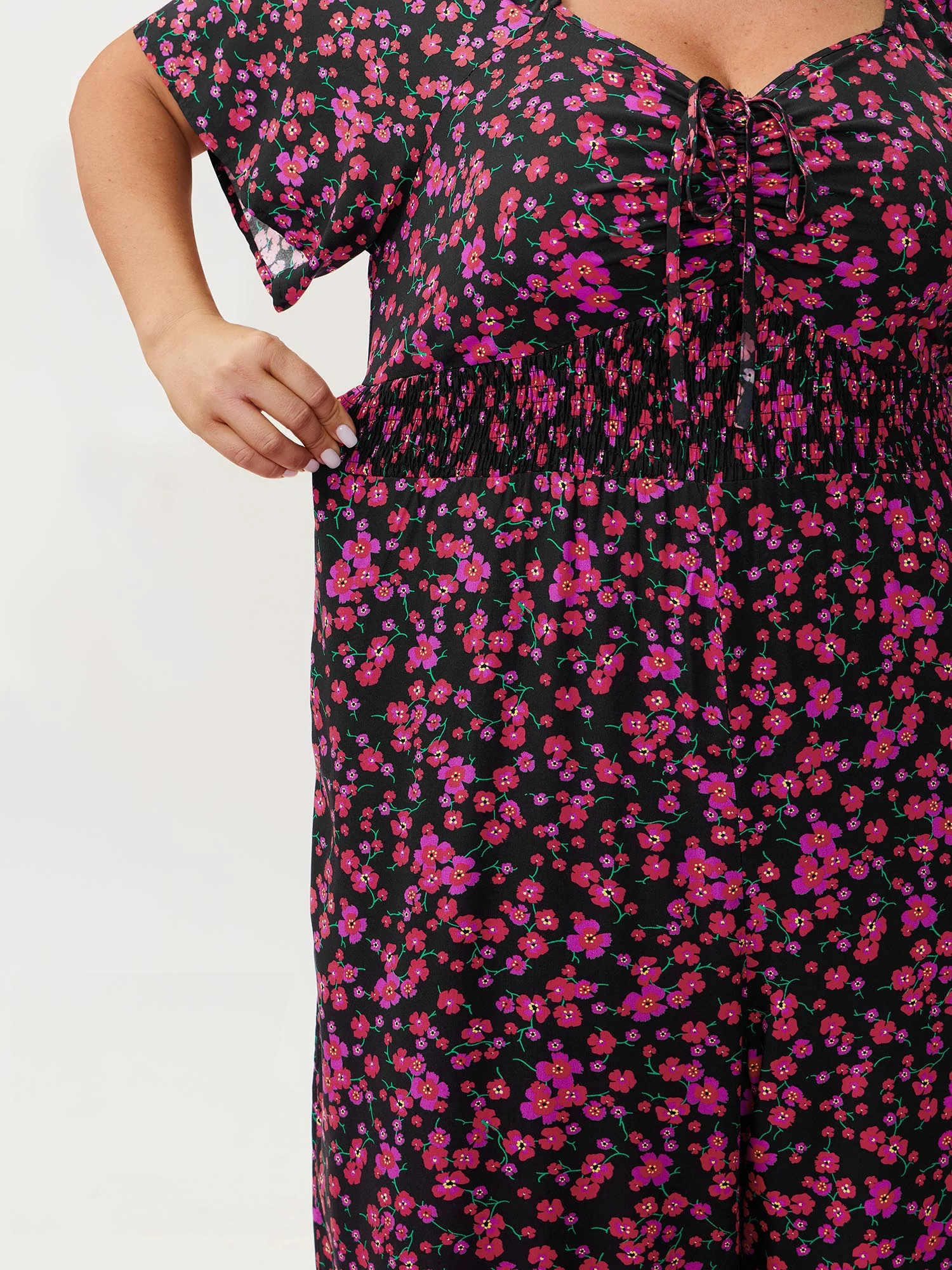 Floral Romance Shirred Waist Jumpsuit - Image 4
