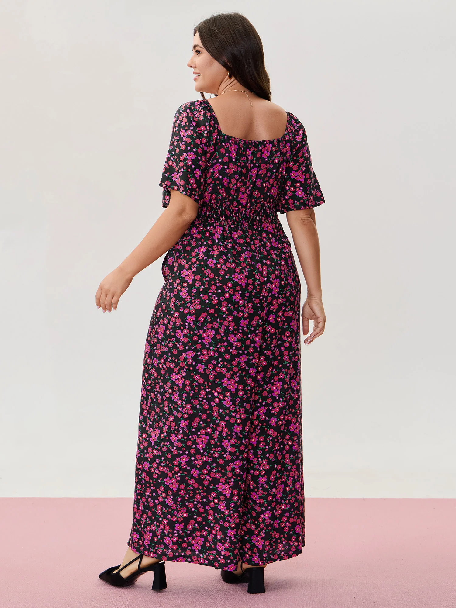 Floral Romance Shirred Waist Jumpsuit - Image 5