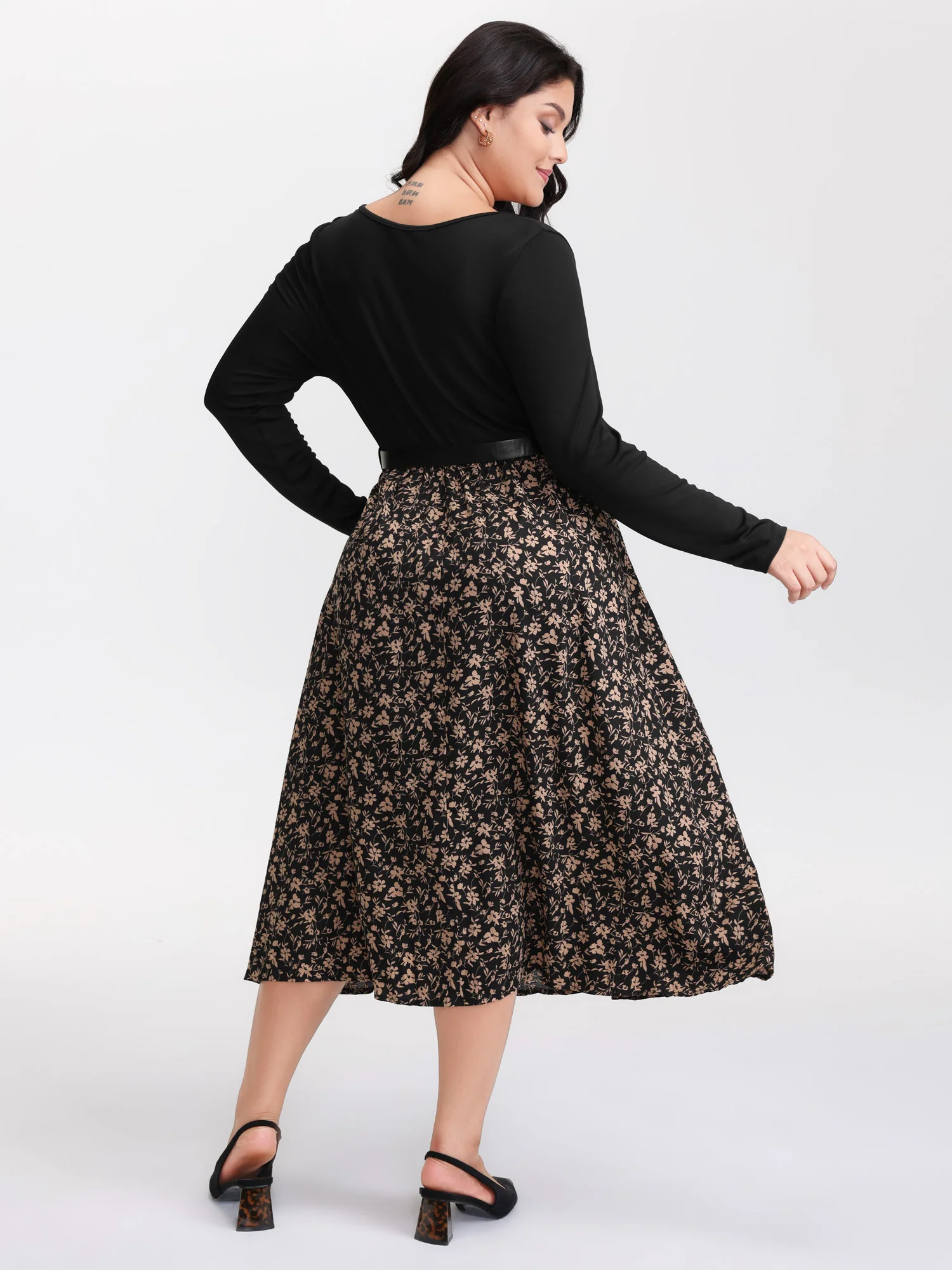 Floral Ruched Detachable Belt Maxi Dress - Image 4