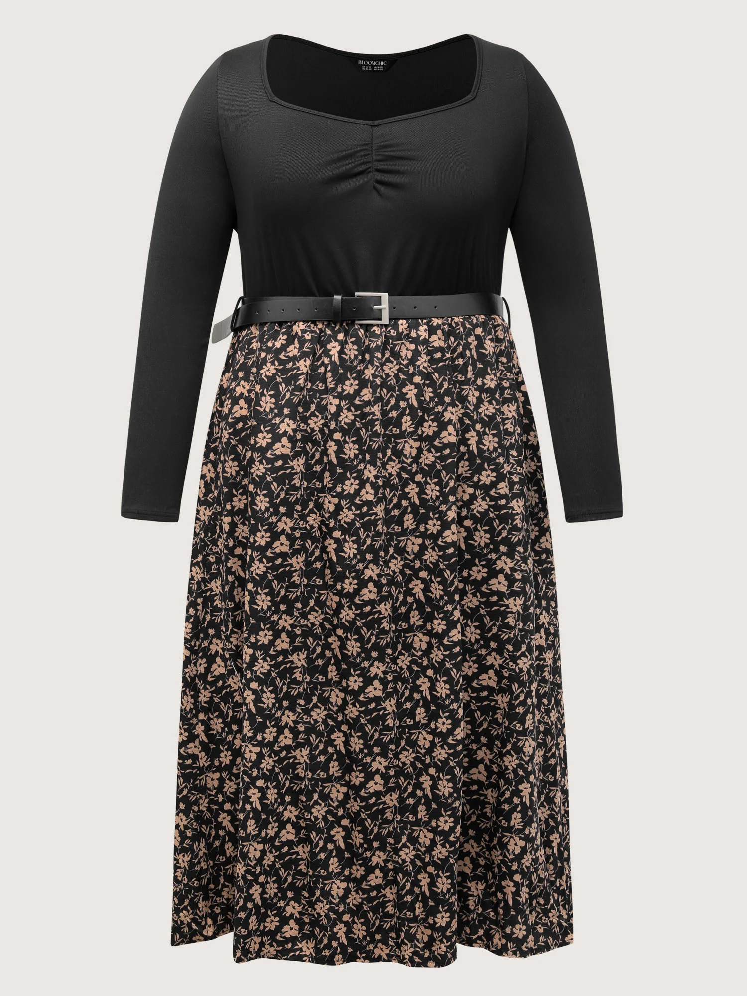 Floral Ruched Detachable Belt Maxi Dress - Image 7