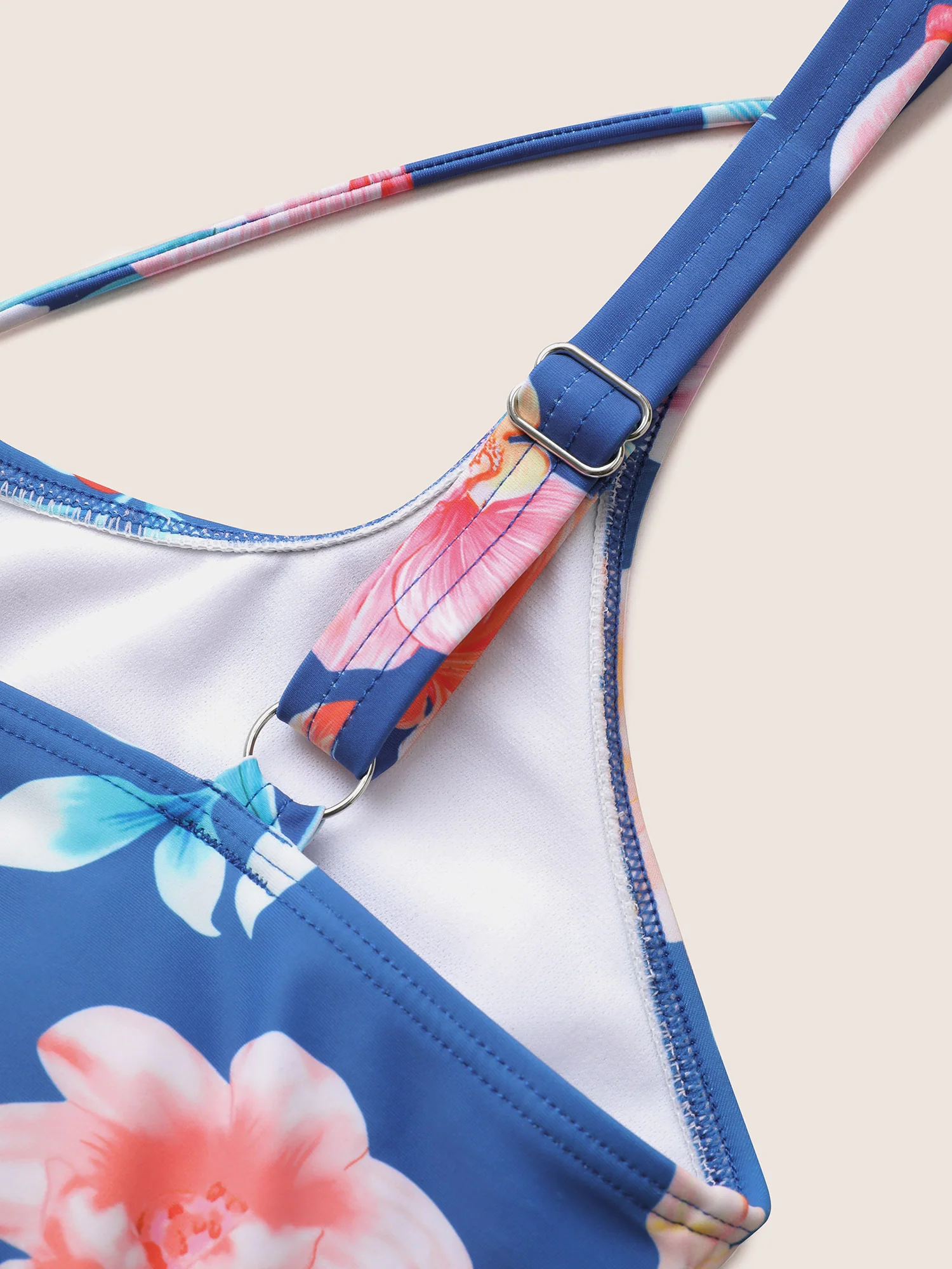 Floral Ruffle Hem Adjustable Straps One Piece Swimsuit - Image 6