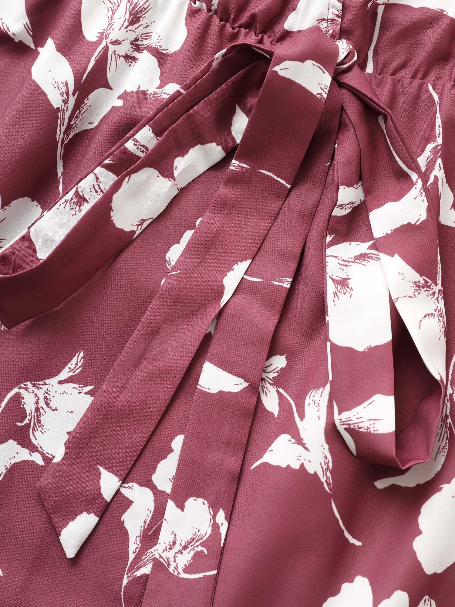 Floral Ruffle Knot Side Wrap Dress - Image 5