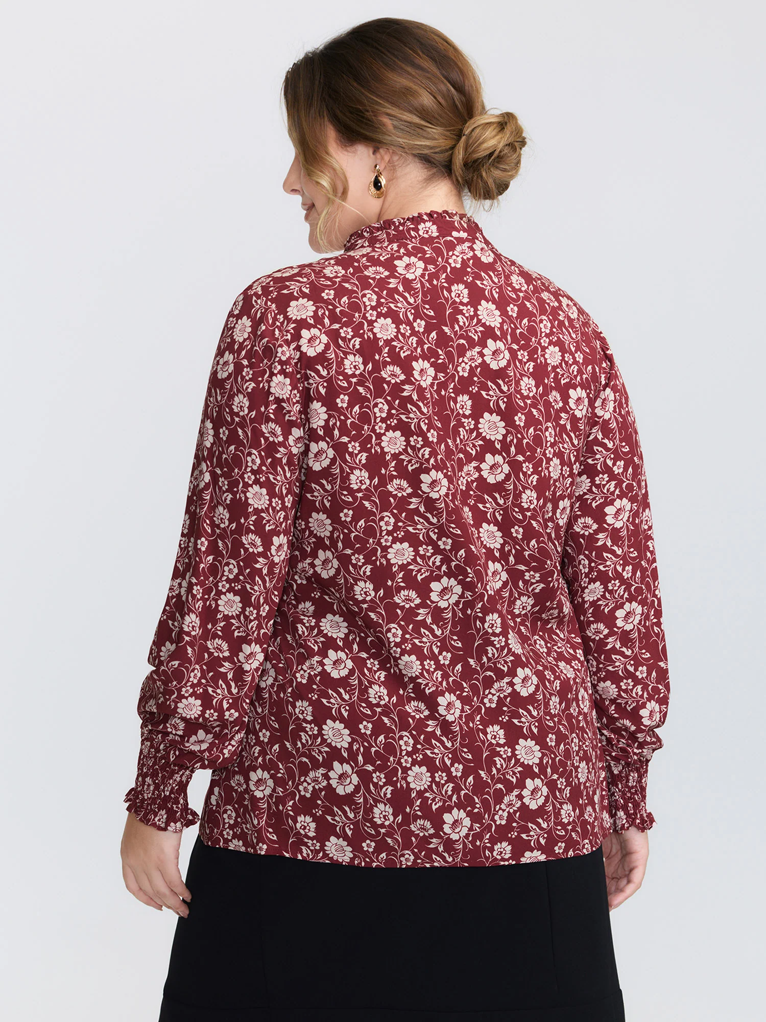Floral Ruffled Collar Button Down Blouse - Image 4