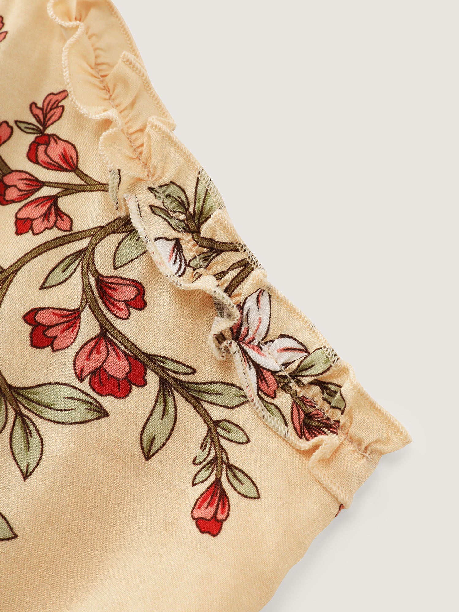 Floral Ruffled Neckline Cinched-Waist Jumpsuit - Image 6