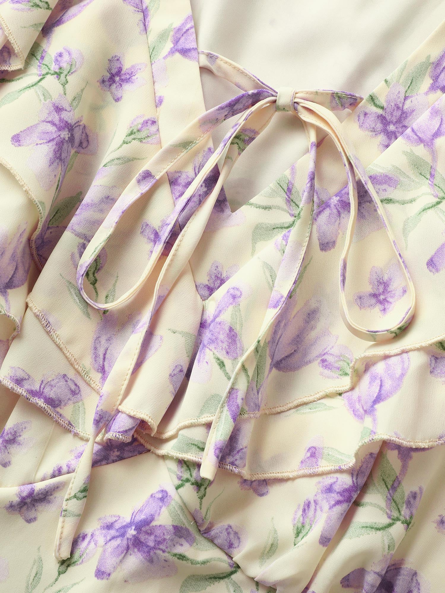 Floral Ruffles Shirred Sleeveless Midi Dress - Image 5