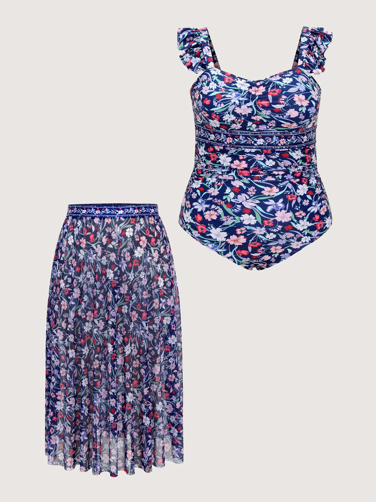 Floral Sarong Two-Piece Set Swimsuit - Image 7