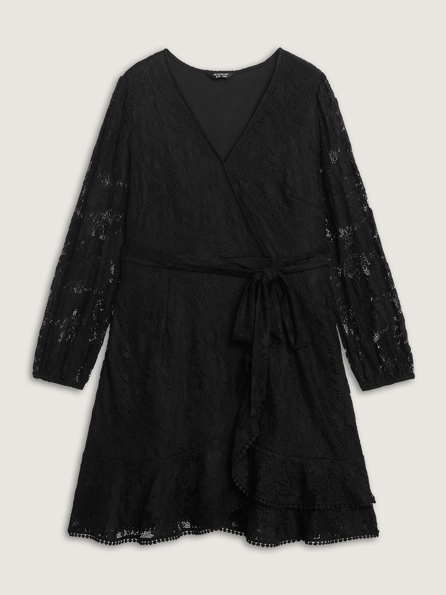 Floral Sheer Lace Waist-Tie Mini Dress - Image 7