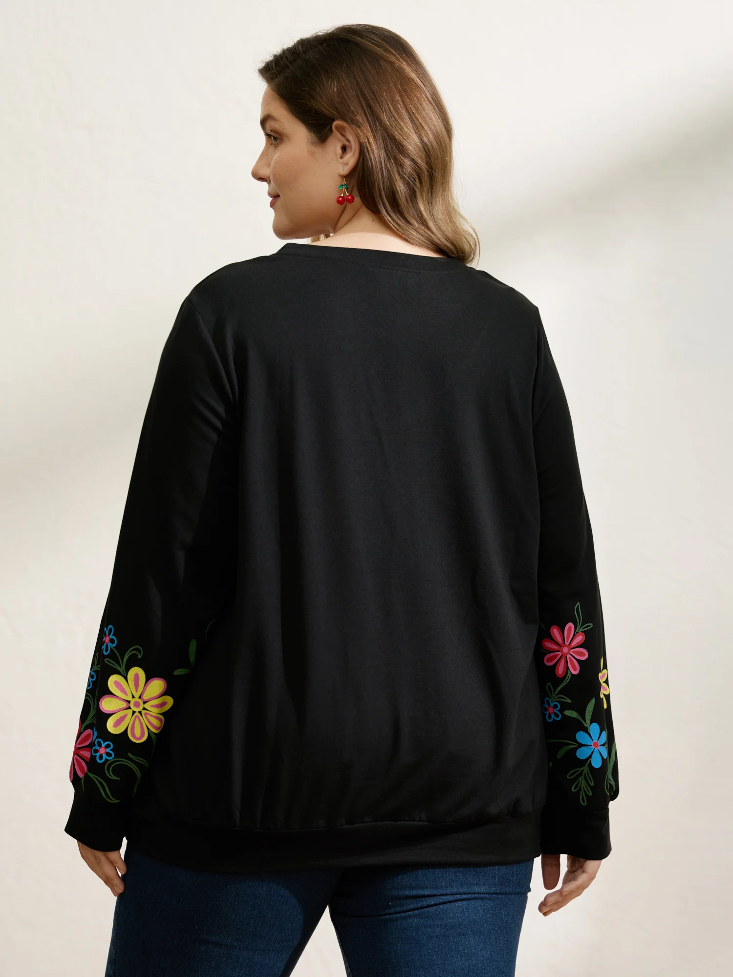 Floral Sheer Lined Contrast Sweatshirt - Image 4