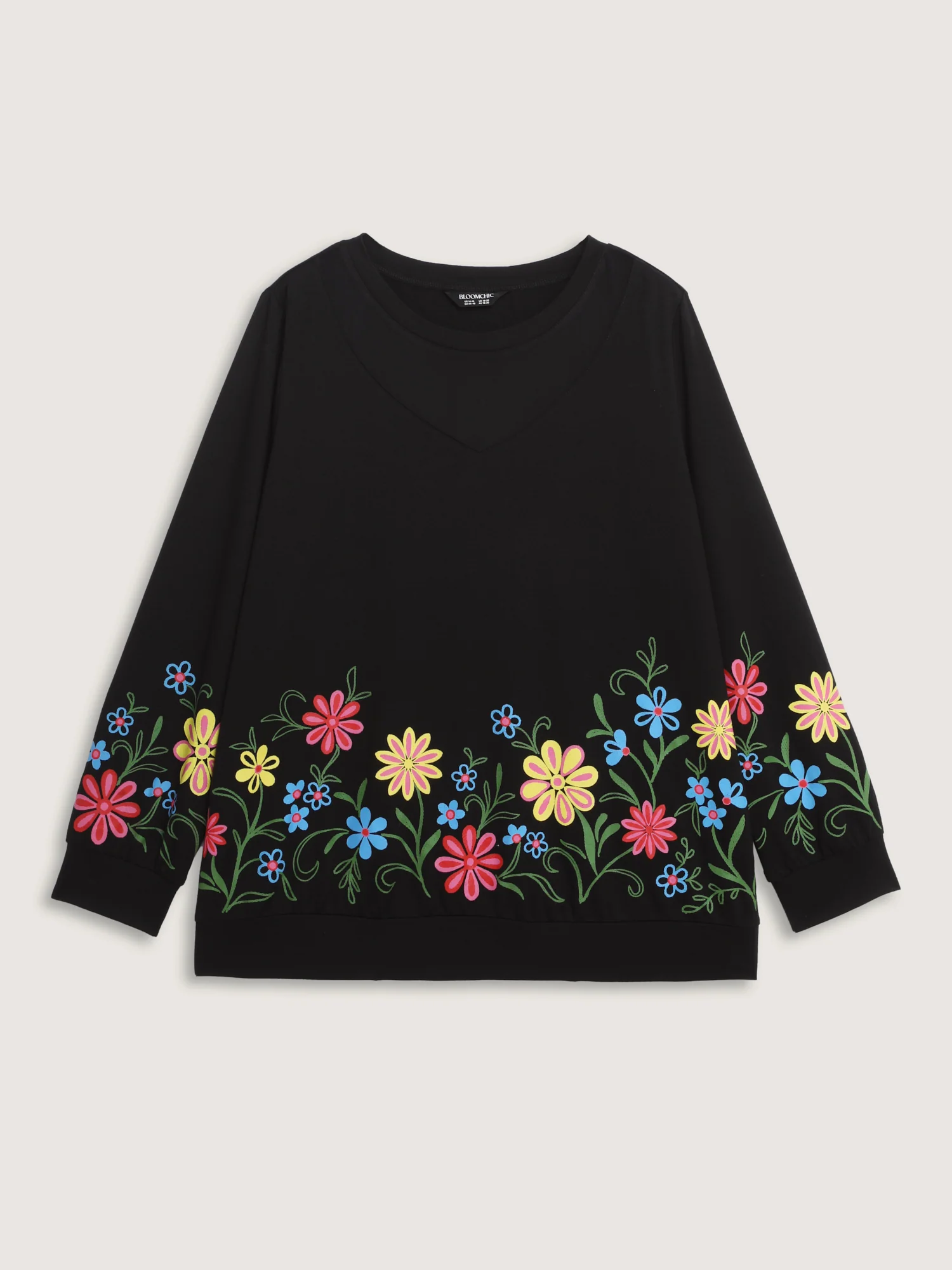 Floral Sheer Lined Contrast Sweatshirt - Image 7