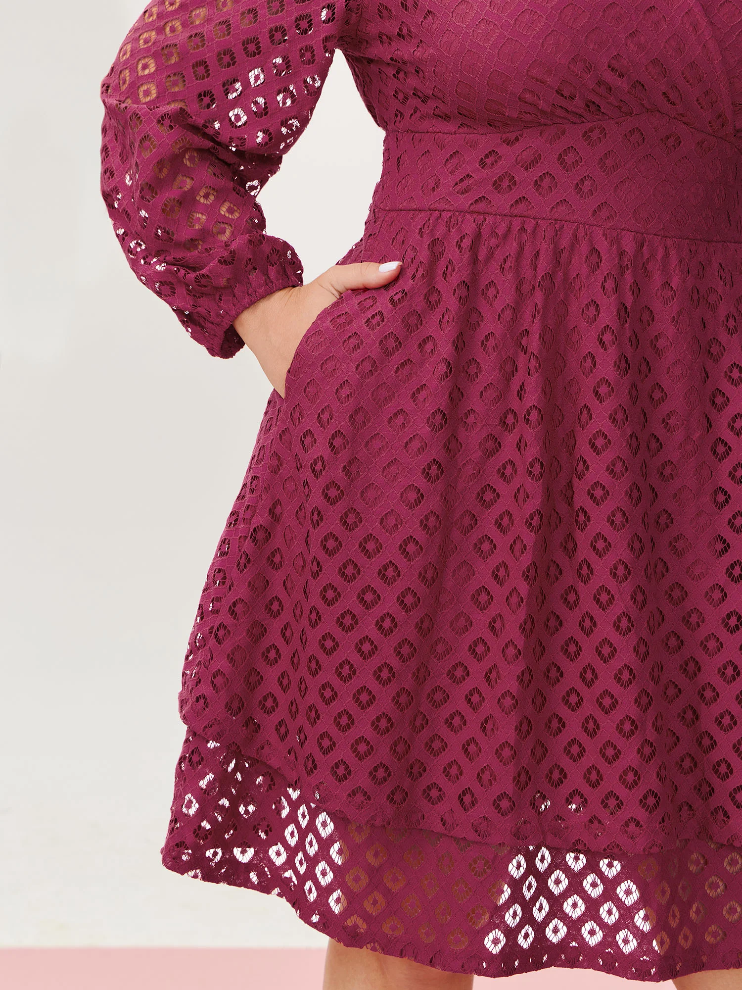 Floral Sheer Sleeve Surplice Neck Mini Dress - Image 4