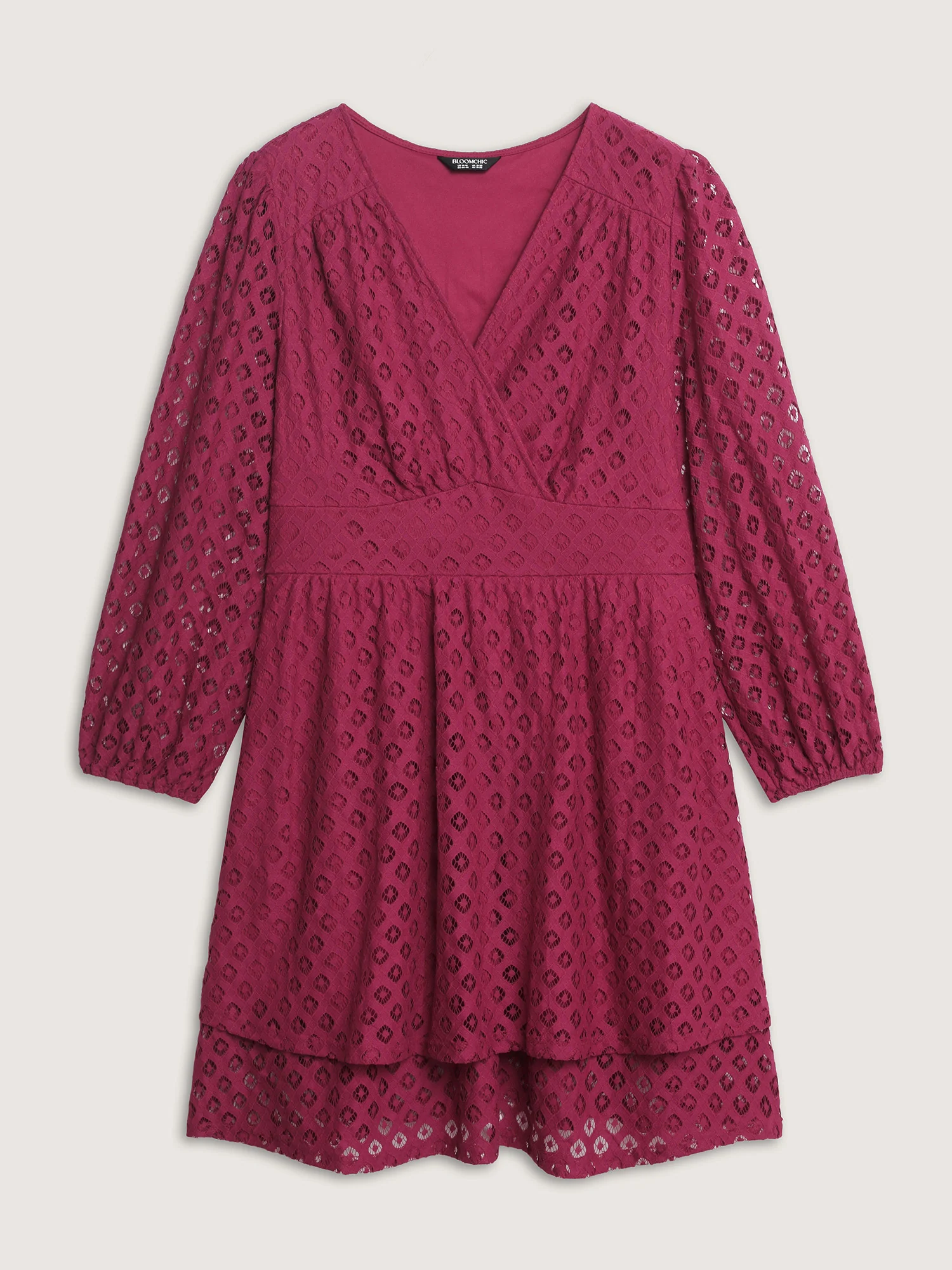 Floral Sheer Sleeve Surplice Neck Mini Dress - Image 8