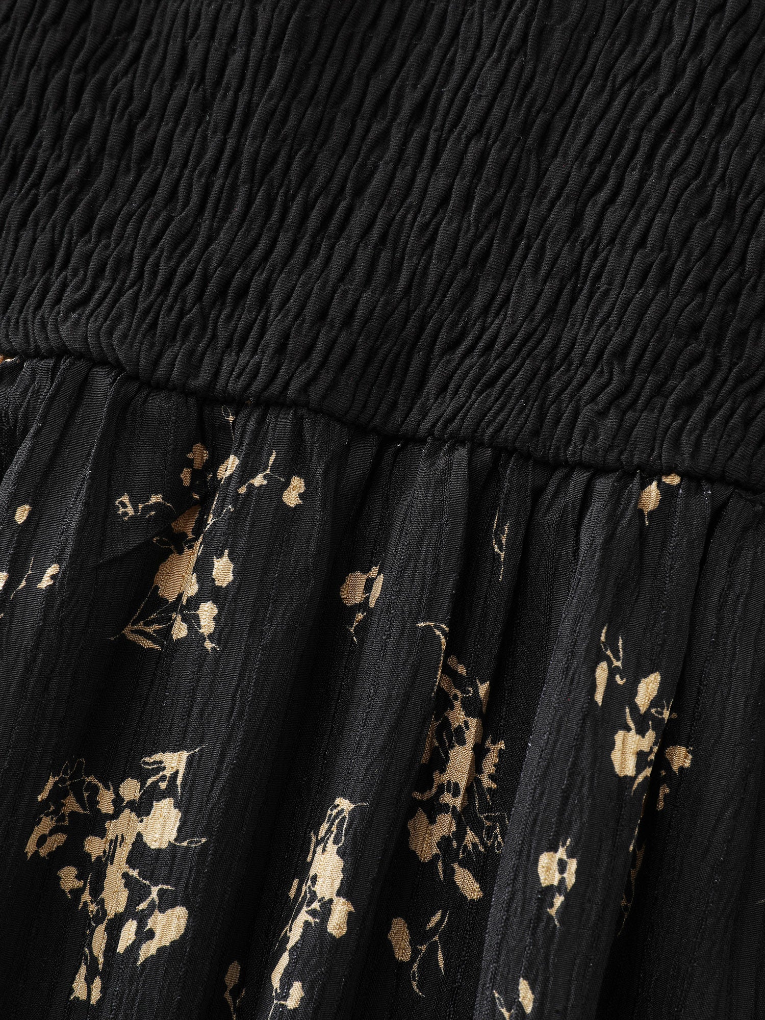 Floral Shirred Color Contrast Midi Dress - Image 6