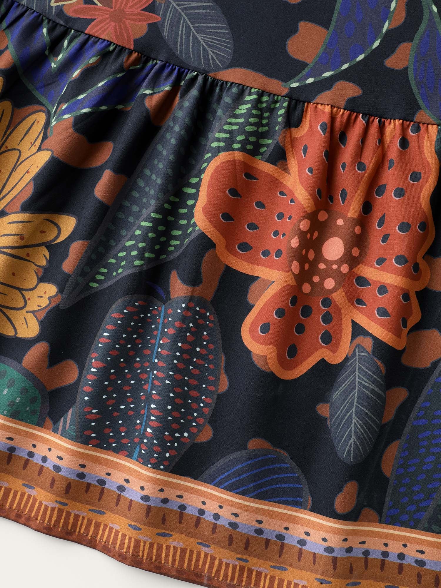 Floral Shirred Lantern Sleeve Midi Dress - Image 7