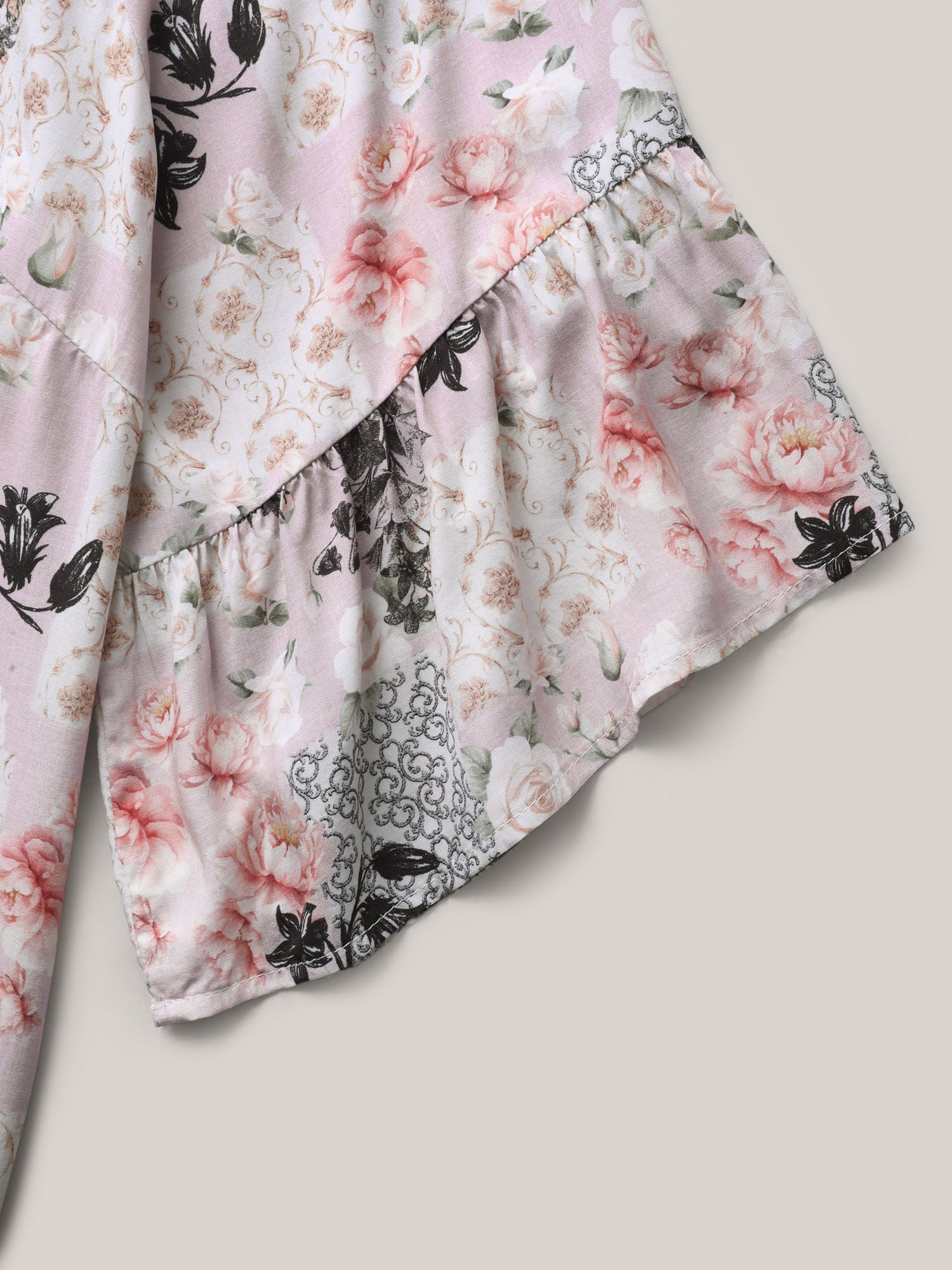 Floral Shirred Neck Flowy Blouse - Image 6