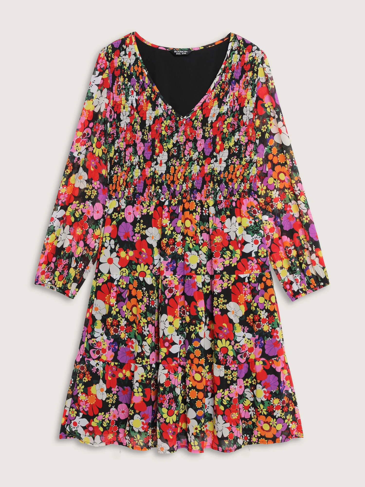 Floral Shirred Pockets Stretchy Waist Midi Dress - Image 7