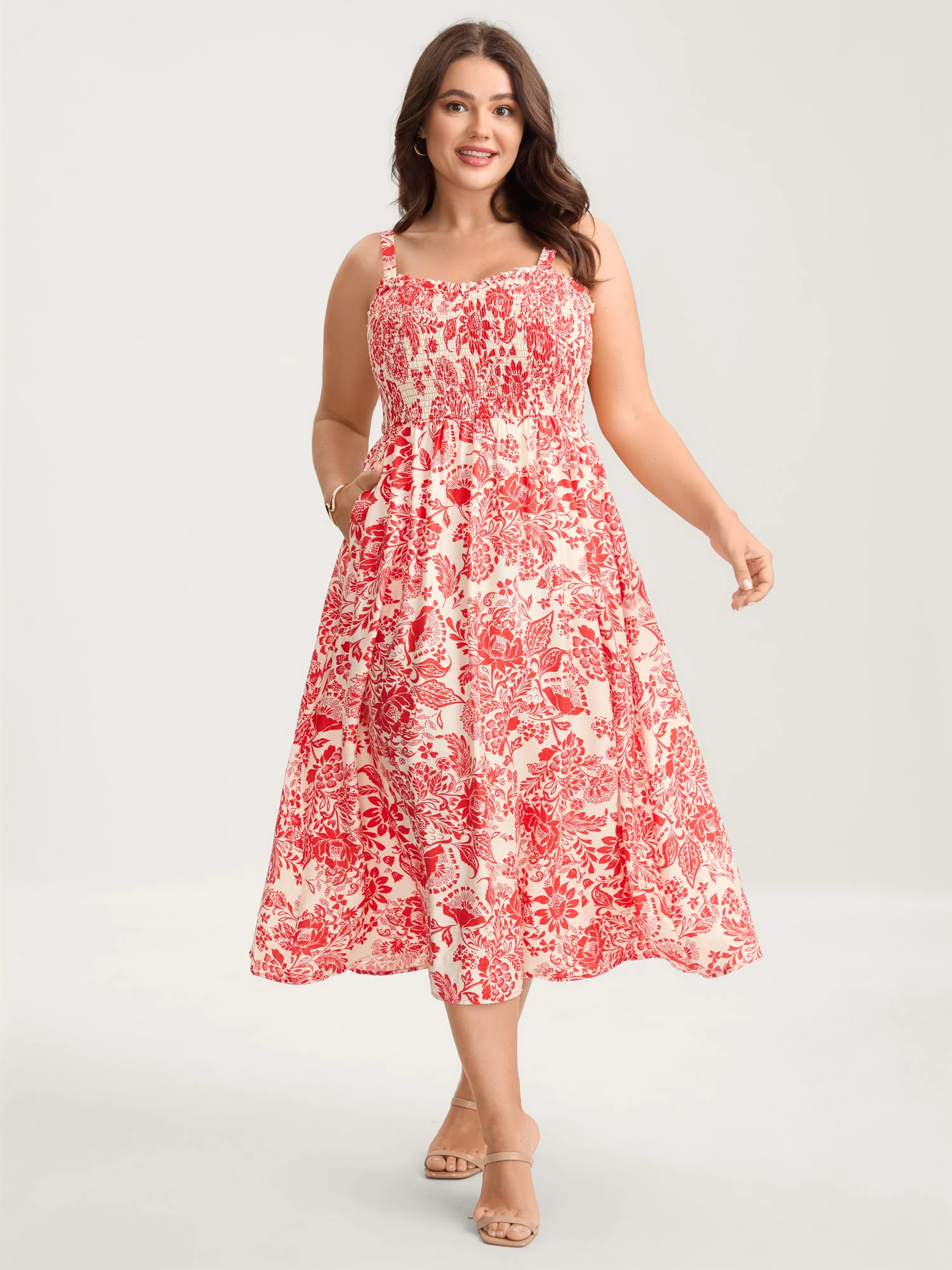 Floral Shirred Ruffled Cami Maxi Dress - Image 2