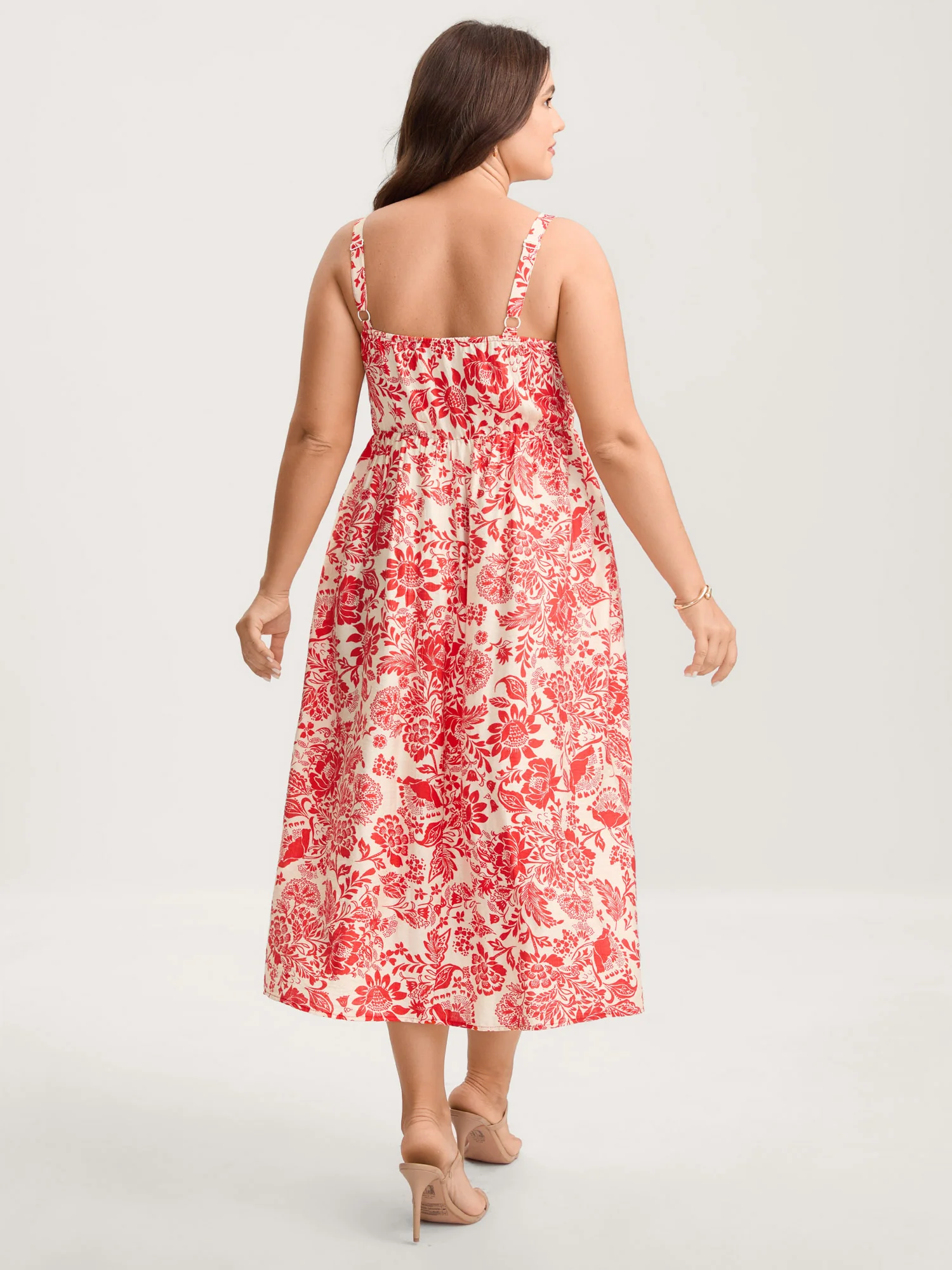 Floral Shirred Ruffled Cami Maxi Dress - Image 4