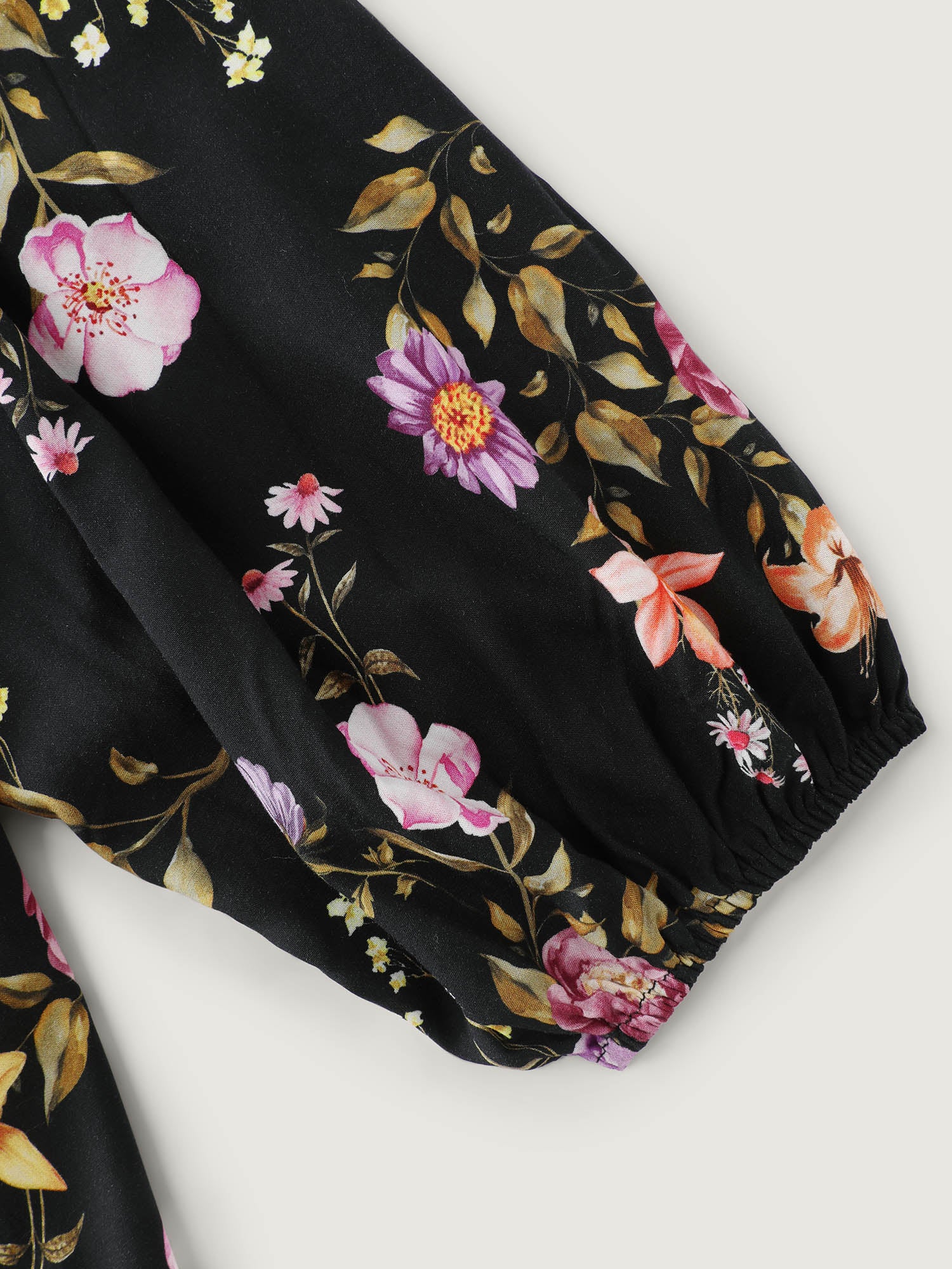 Floral Shirred Stretchy Waist Midi Dress - Image 5