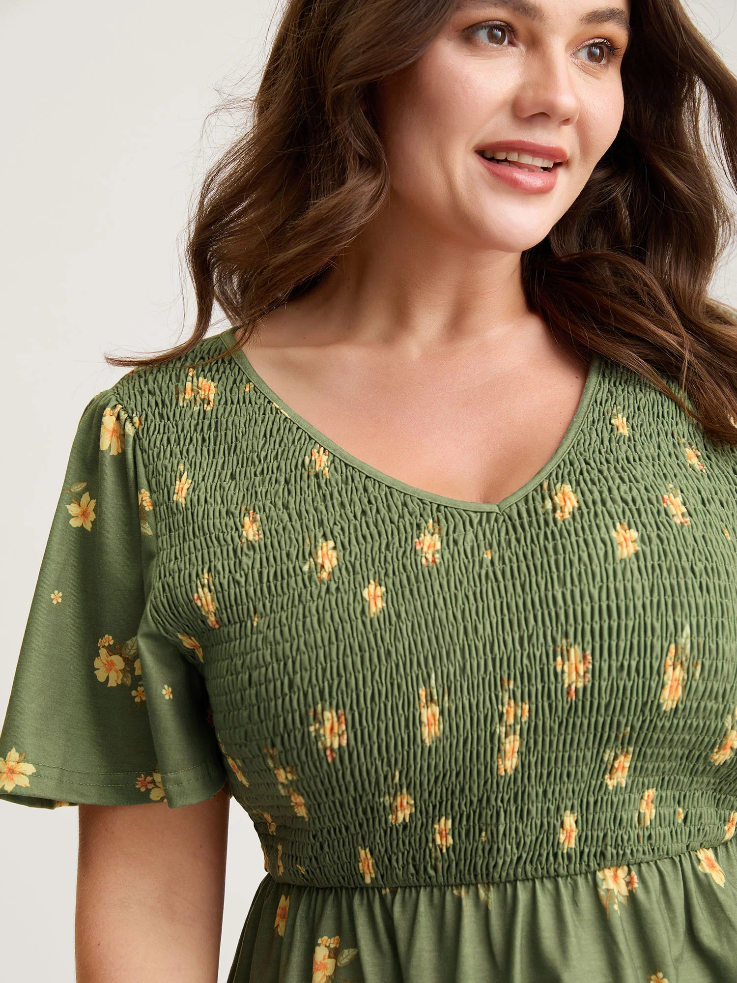 Floral Shirred Tiered Knit Top - Image 2