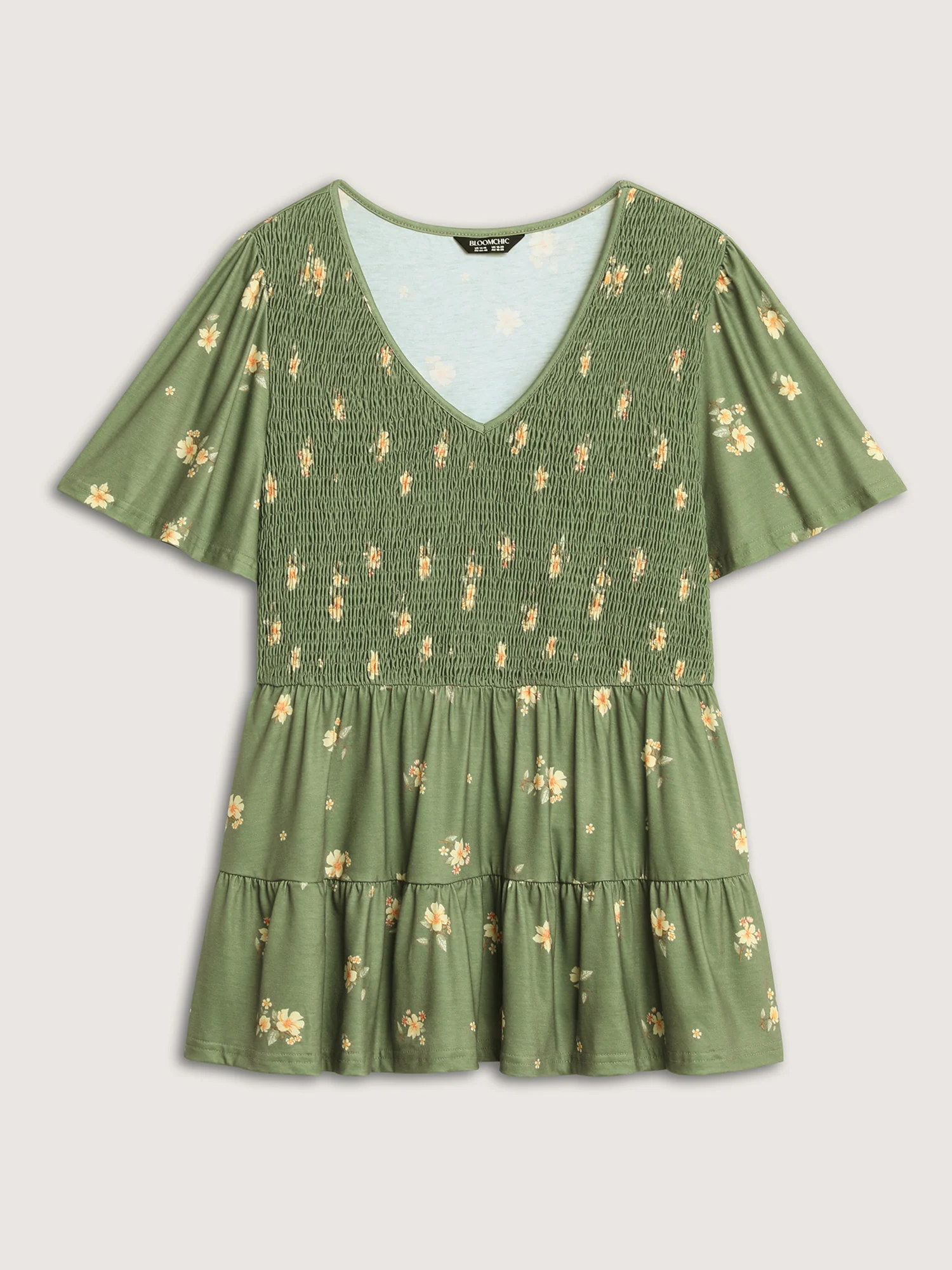 Floral Shirred Tiered Knit Top - Image 7