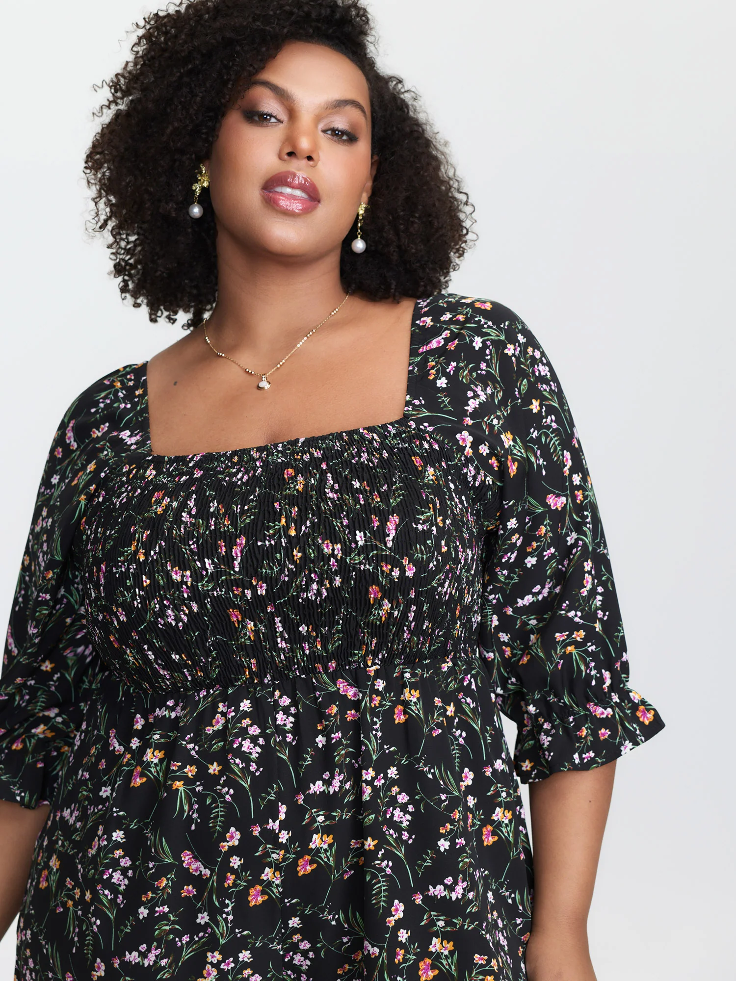 Floral Shirred Waist-Defining Jumpsuit - Image 2