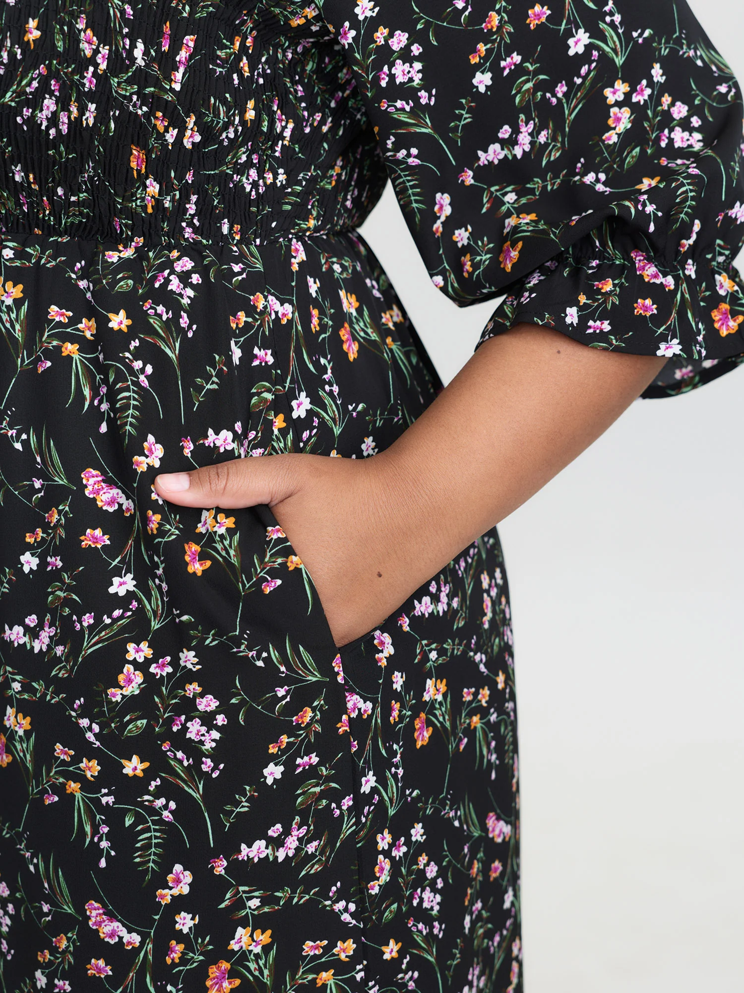 Floral Shirred Waist-Defining Jumpsuit - Image 3