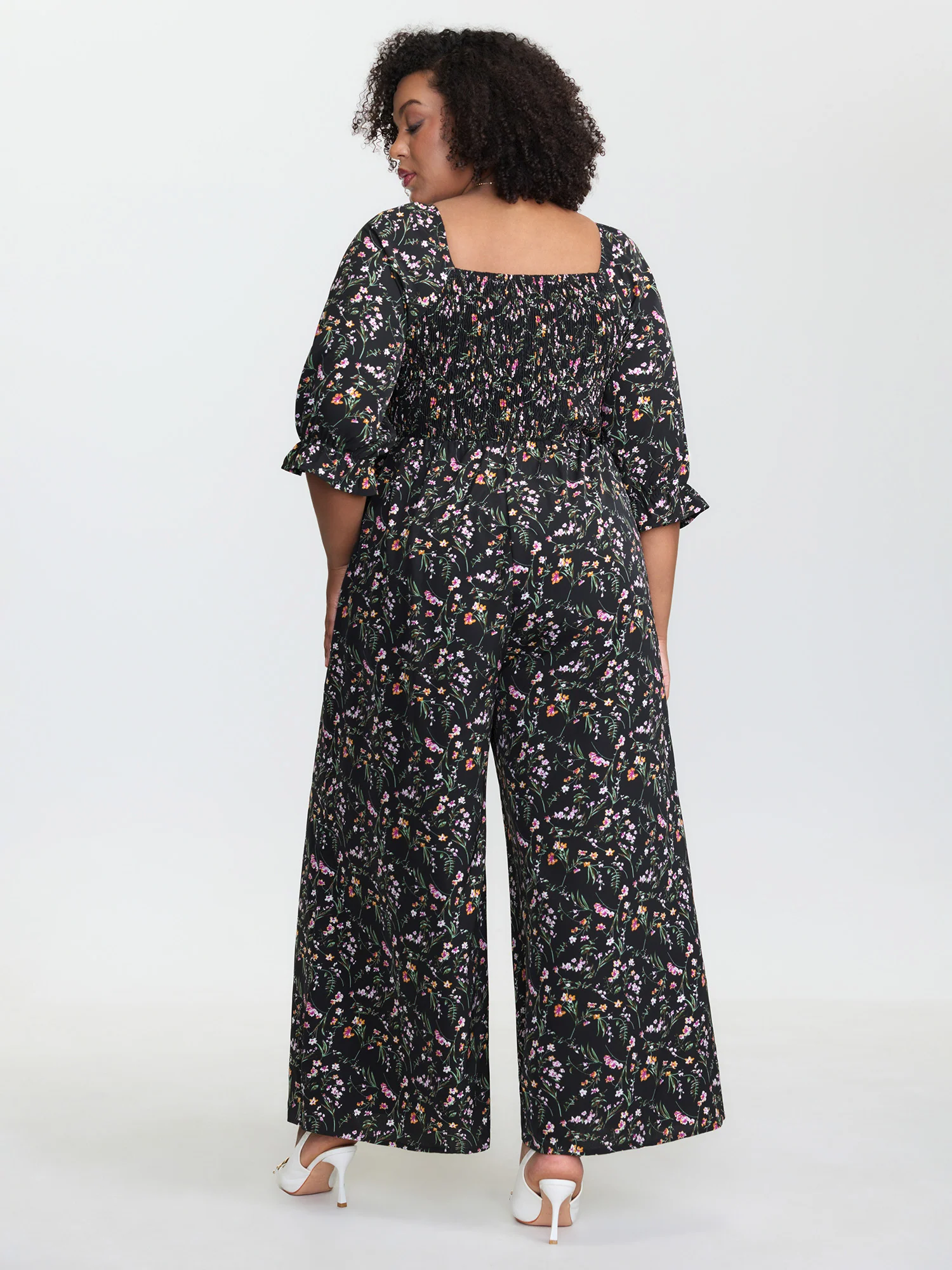 Floral Shirred Waist-Defining Jumpsuit - Image 4