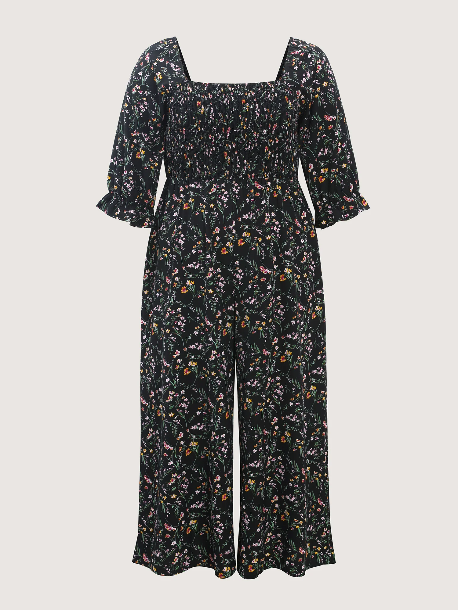 Floral Shirred Waist-Defining Jumpsuit - Image 7