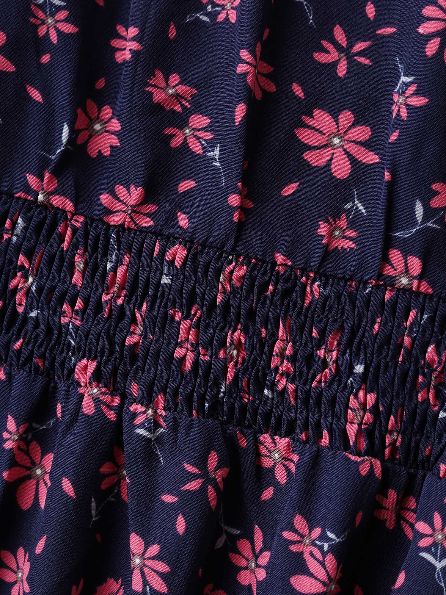 Floral Shirred Waist-Defining Pockets Midi Dress - Image 5