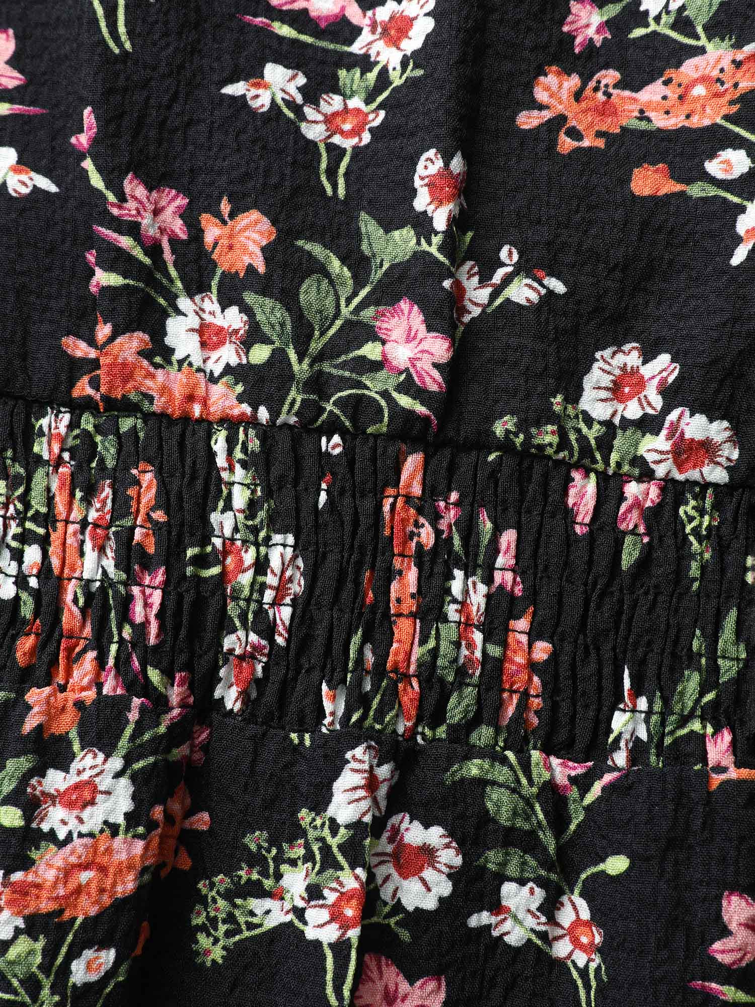 Floral Shirred Waist Neck-Tie Midi Dress - Image 6