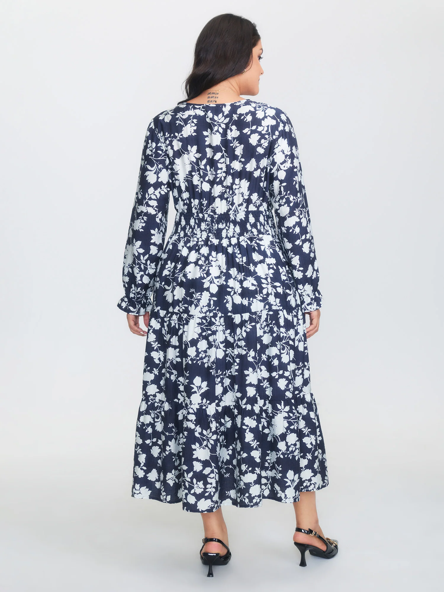 Floral Shirred Waist Pockets Maxi Dress - Image 5