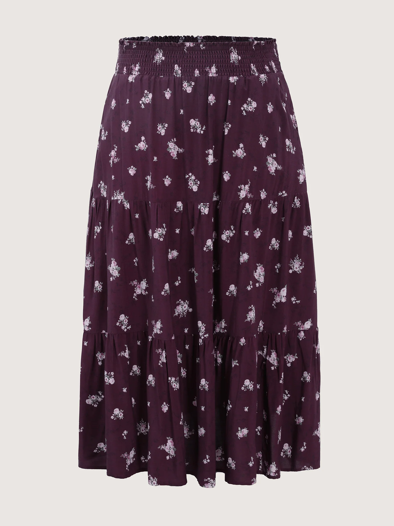 Floral Shirred Waist Tiered Maxi Skirt - Image 8