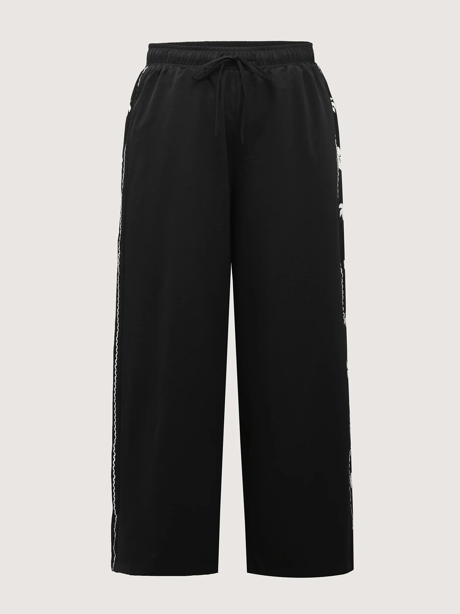 Floral Side Drawstring Wide-Leg Pants - Image 9