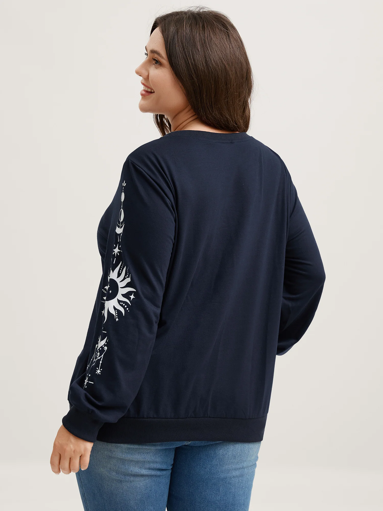 Floral Sleeve Print Contrast Sweatshirt - Image 4