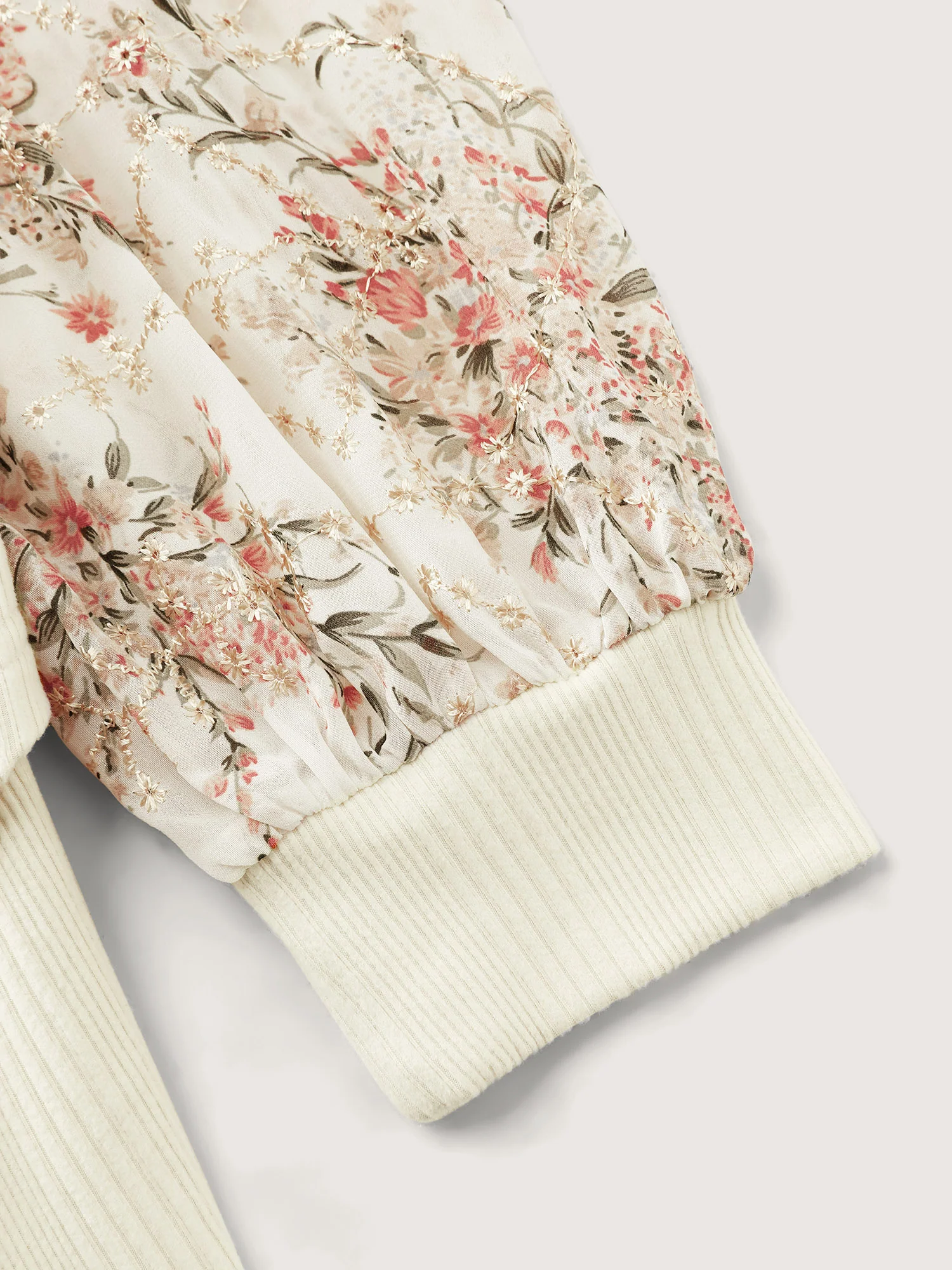 Floral Sleeve Wrap Knit Top - Image 5