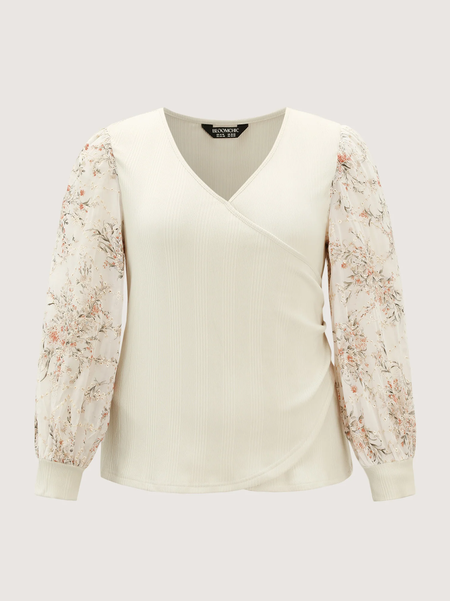 Floral Sleeve Wrap Knit Top - Image 7