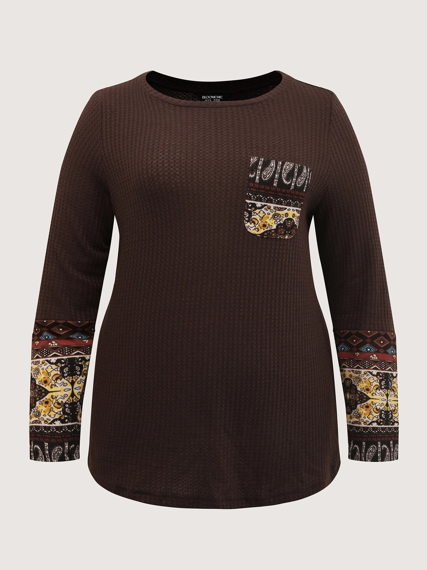 Floral Spliced Knit Textured T-Shirt - Image 7