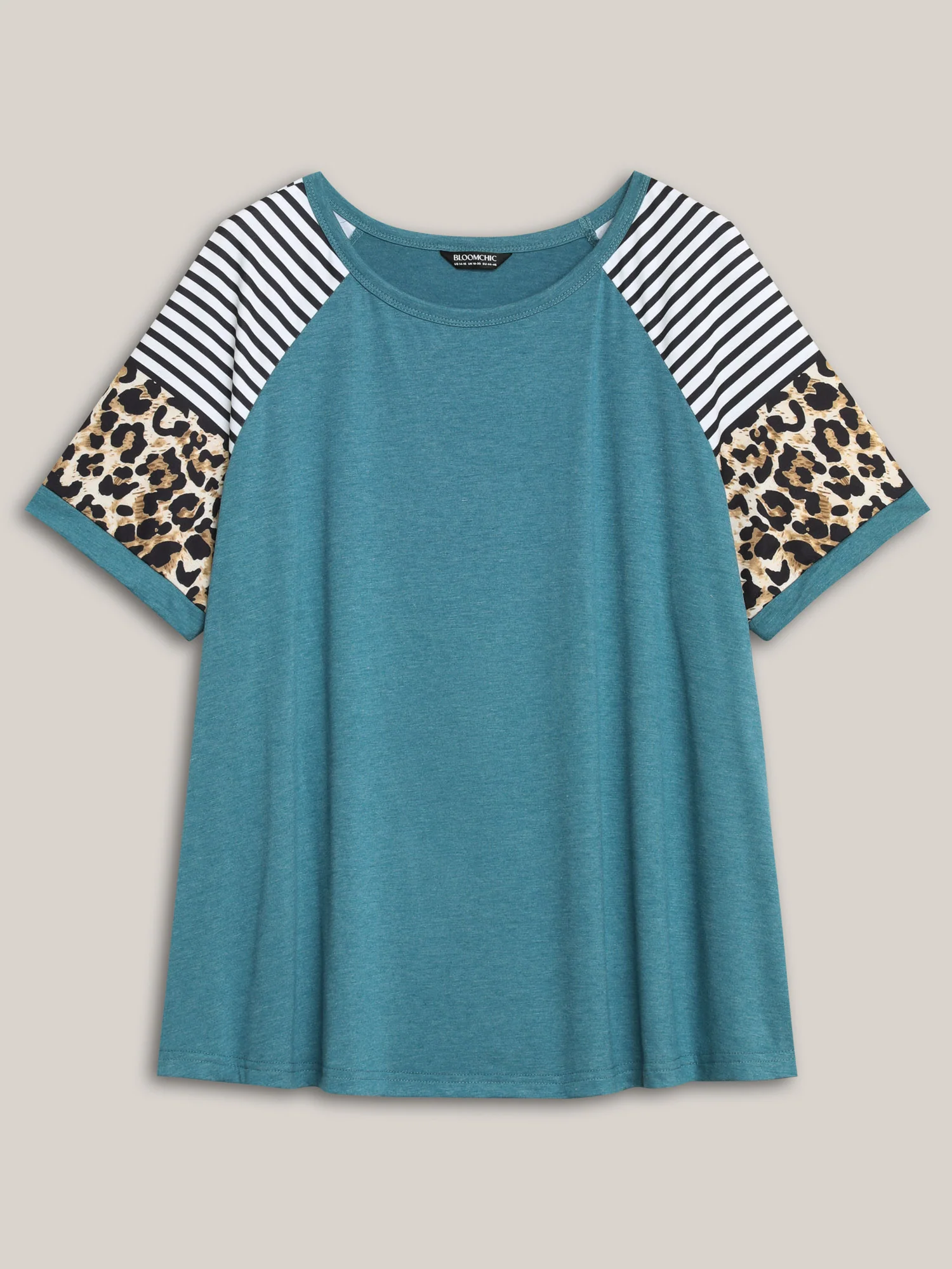Floral Spliced Raglan Sleeve Solid Knit Top - Image 6