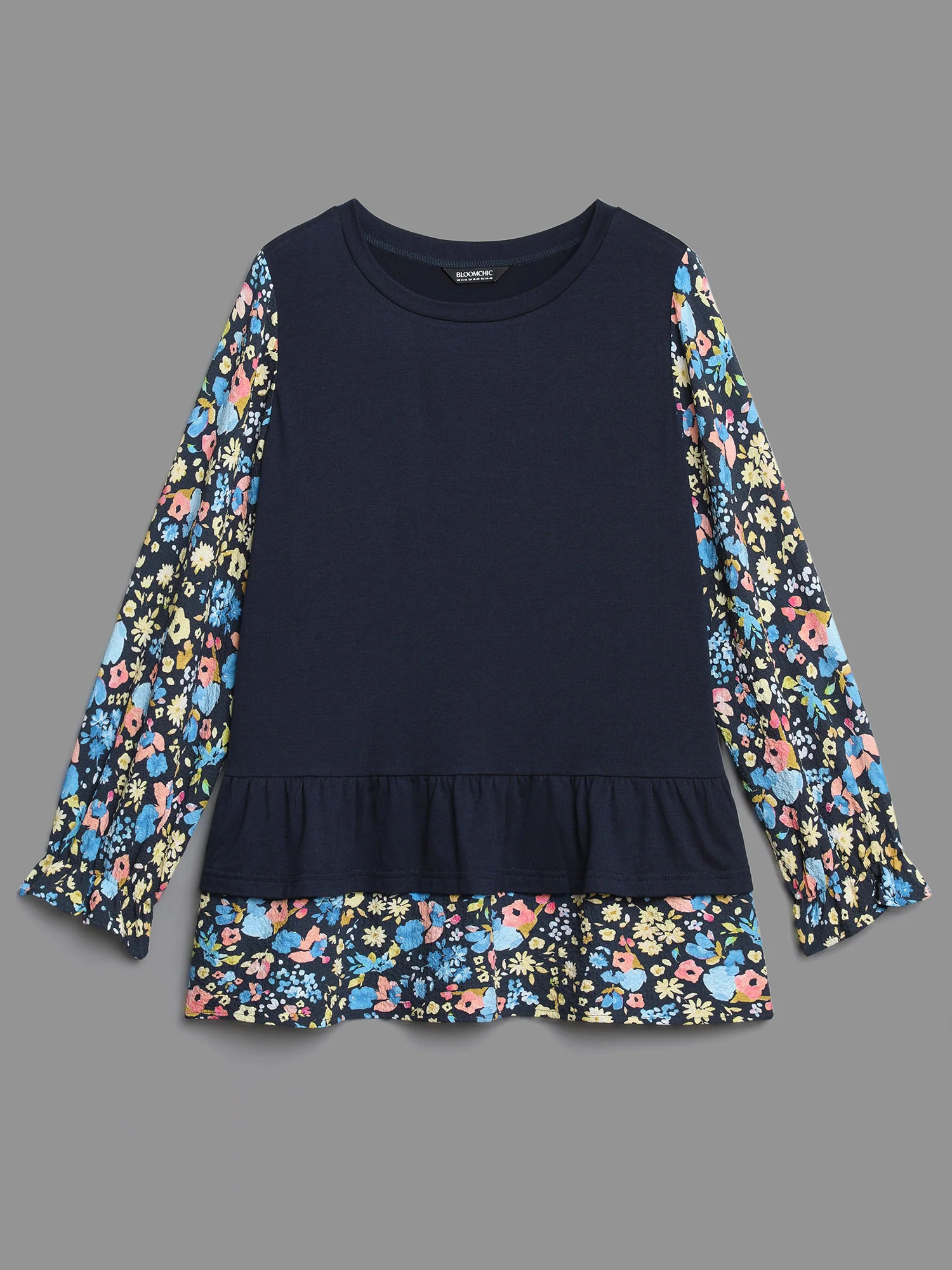 Floral Spliced Tiered Hem T-Shirt - Image 8