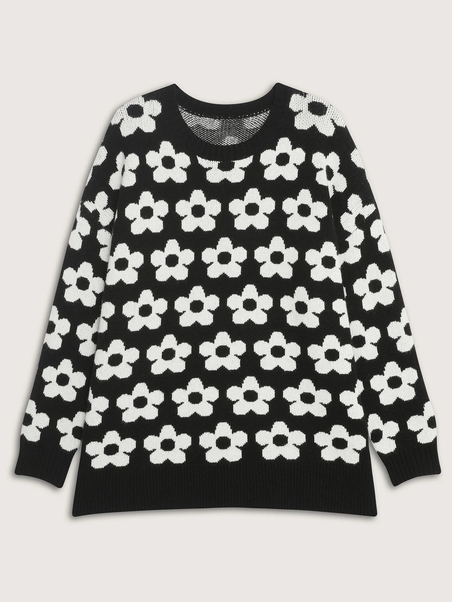 Floral Split Hem Color Contrast Pullover - Image 5