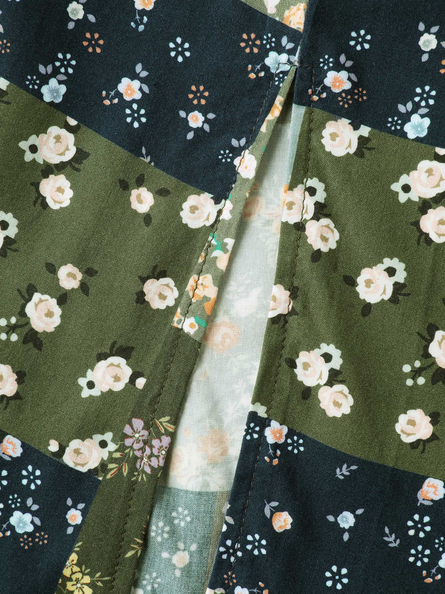 Floral Split Hem Neck Tie Midi Dress - Image 5