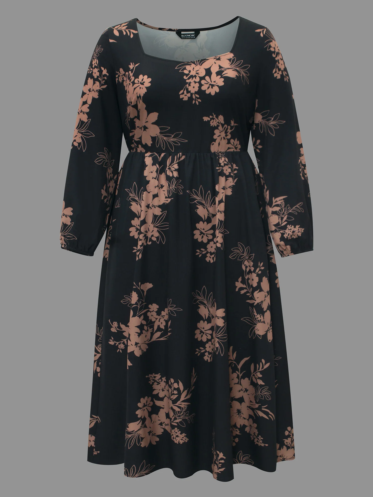 Floral Square Neck Pocket Midi Dress - Image 8