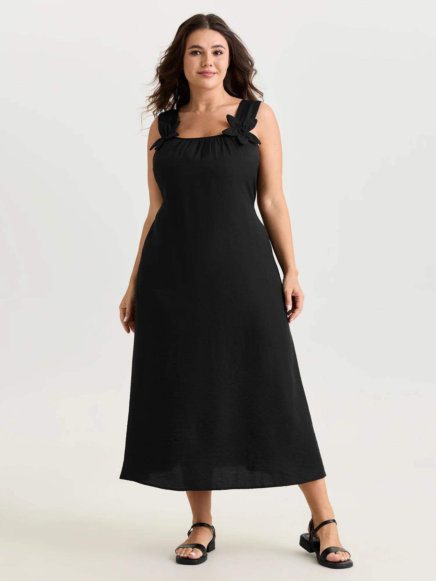 Floral Strap Pleated Flowy Maxi Dress - Image 3