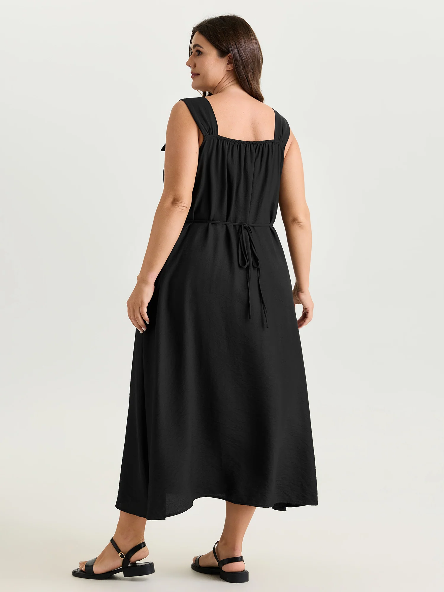 Floral Strap Pleated Flowy Maxi Dress - Image 4