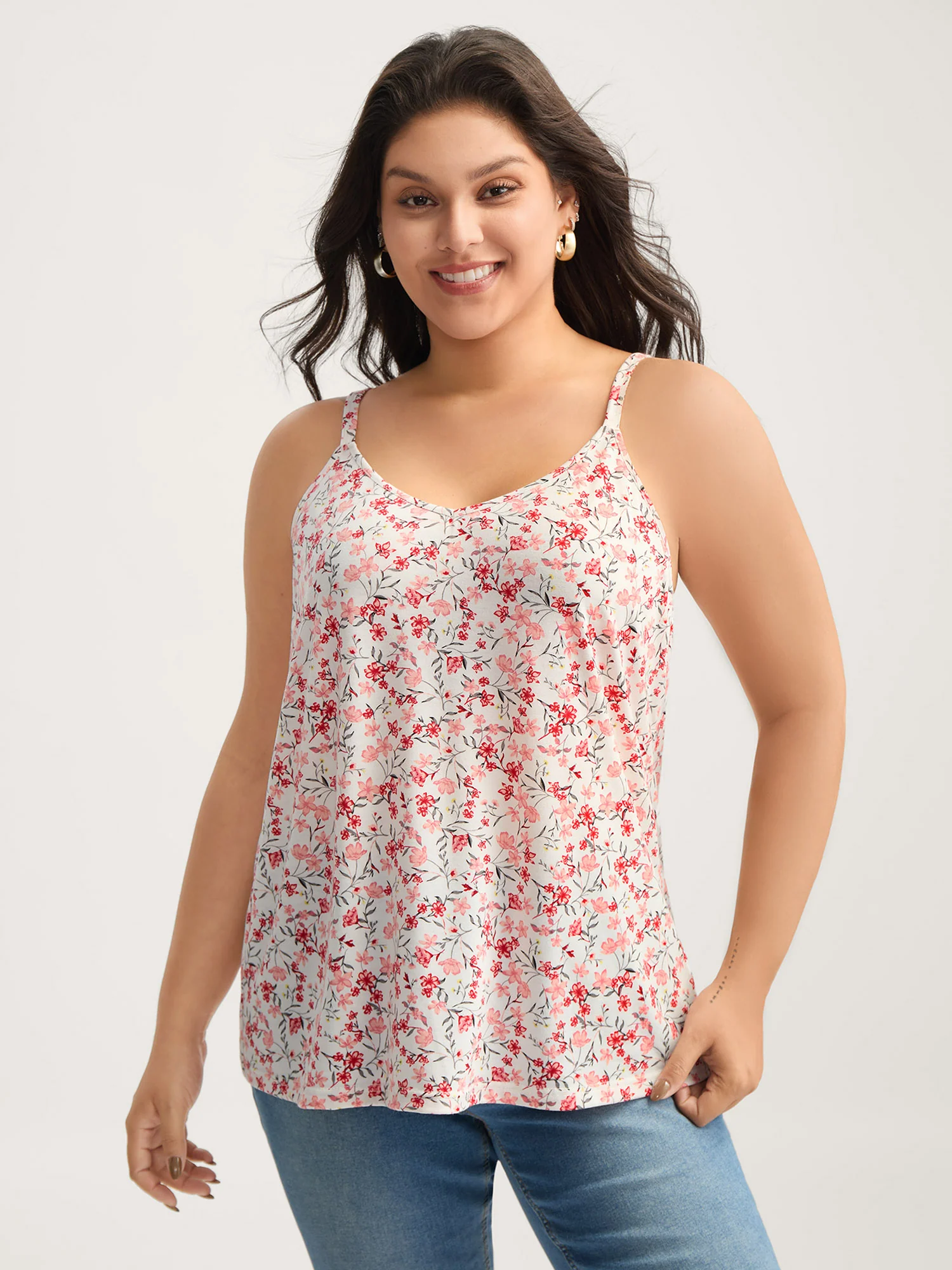 Floral Stretchy Backless Tie Tank Top - Image 2