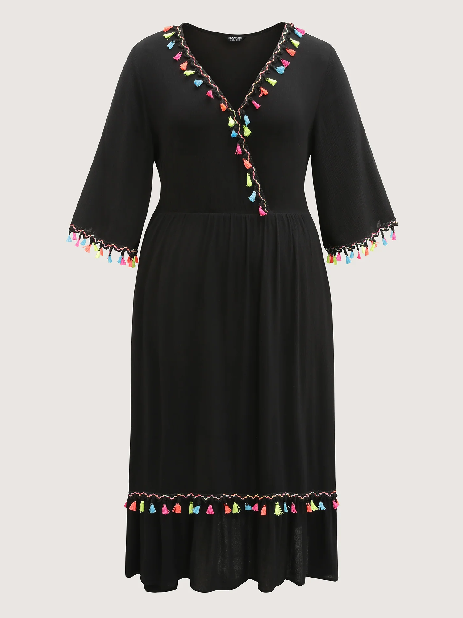 Floral Stretchy Embroidery Tassels Maxi Dress - Image 7