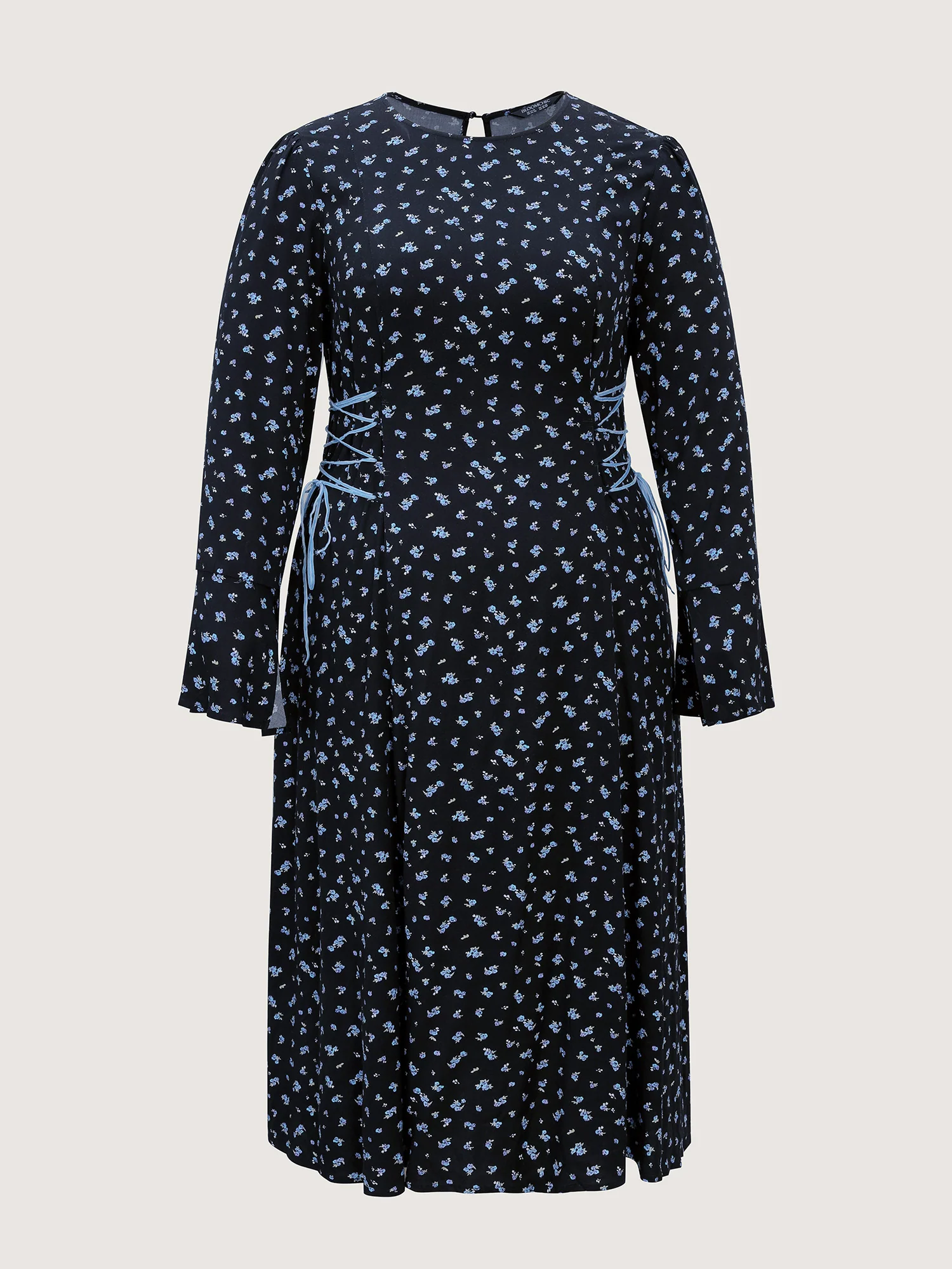 Floral Stretchy Rayon Slit Sleeve Midi Dress - Image 9