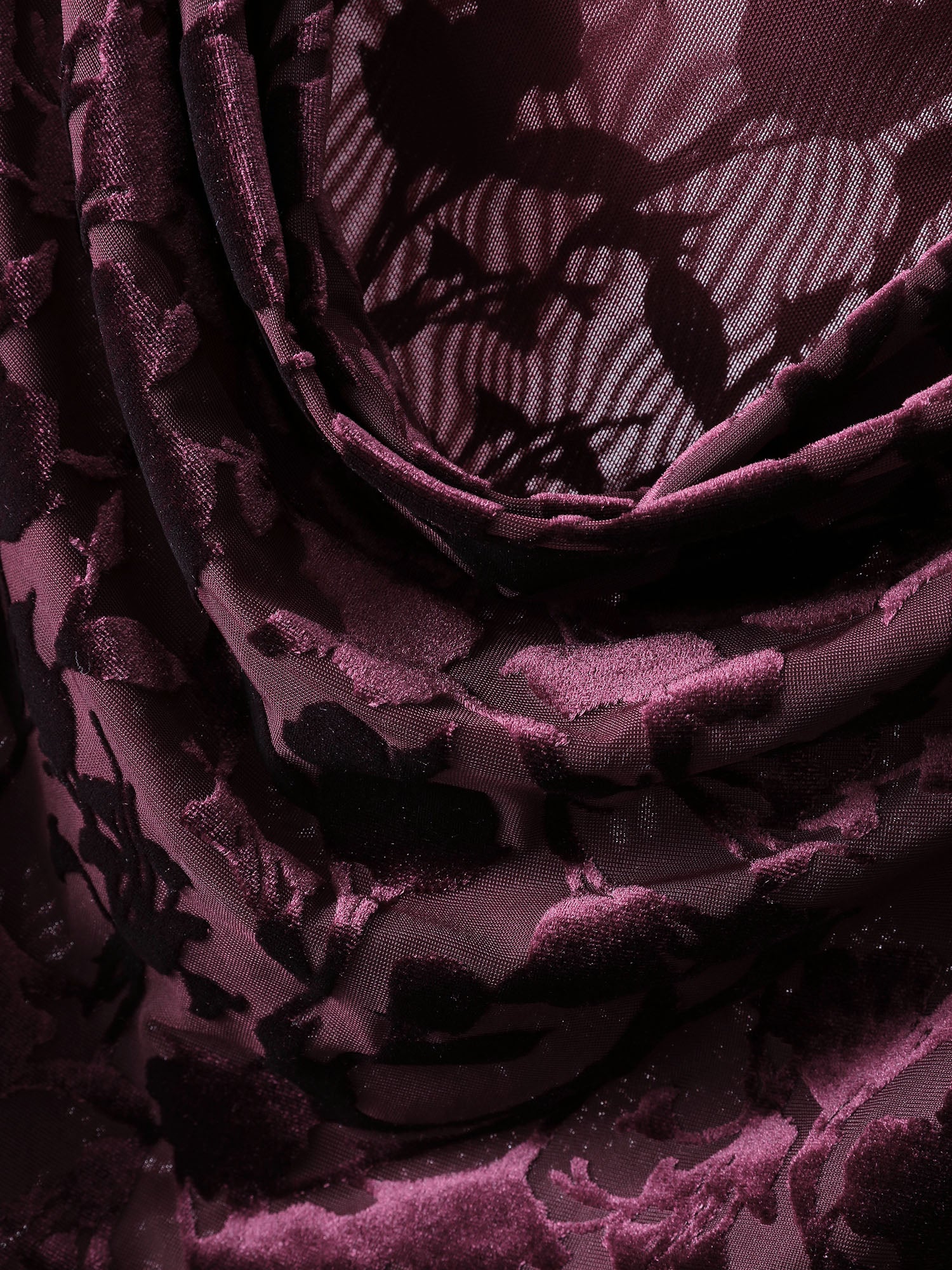 Floral Stretchy Sheer Mesh Cowl Neck Top - Image 6