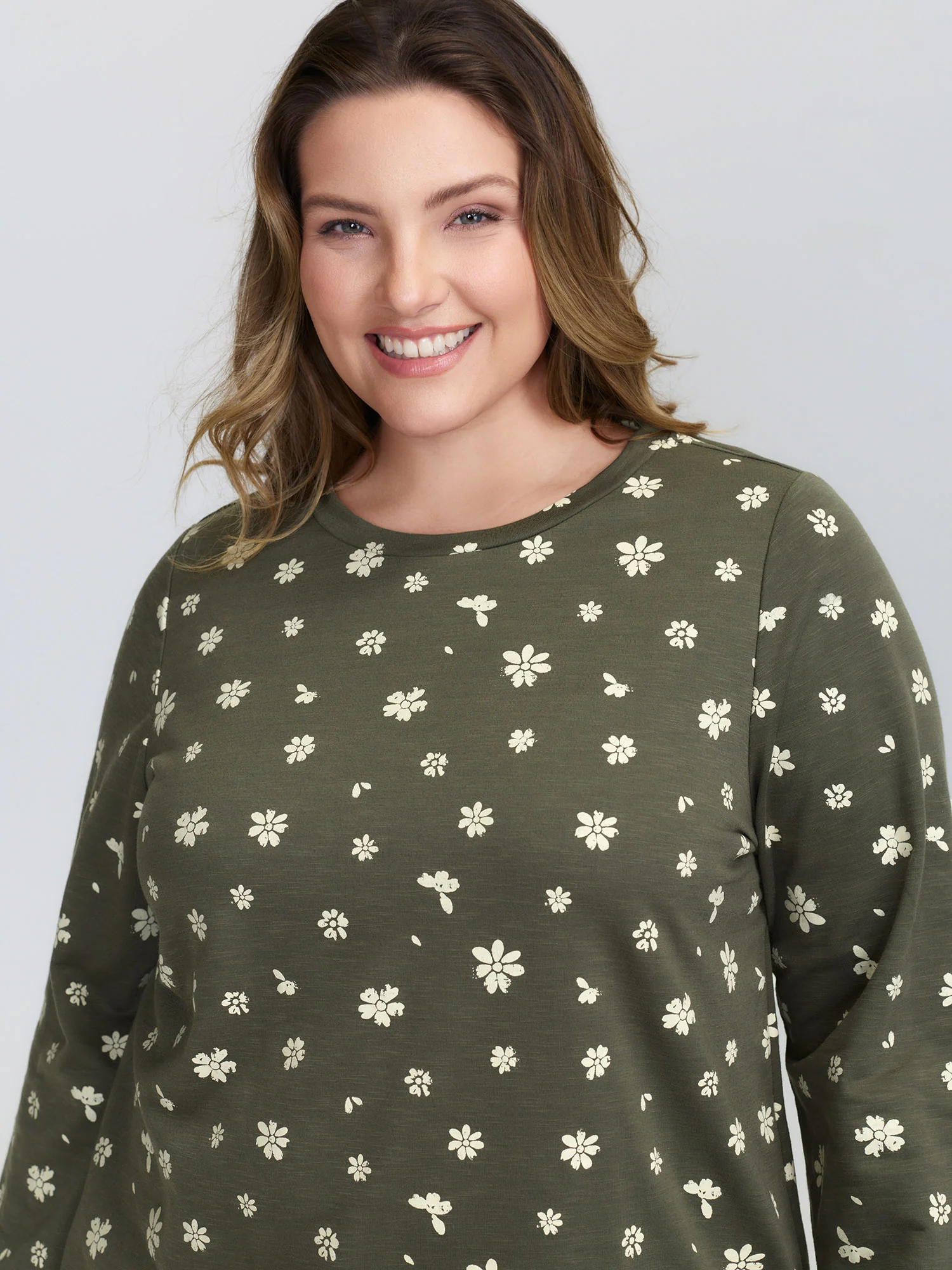 Floral Stretchy Textured Printed Sweatshirt - Image 2